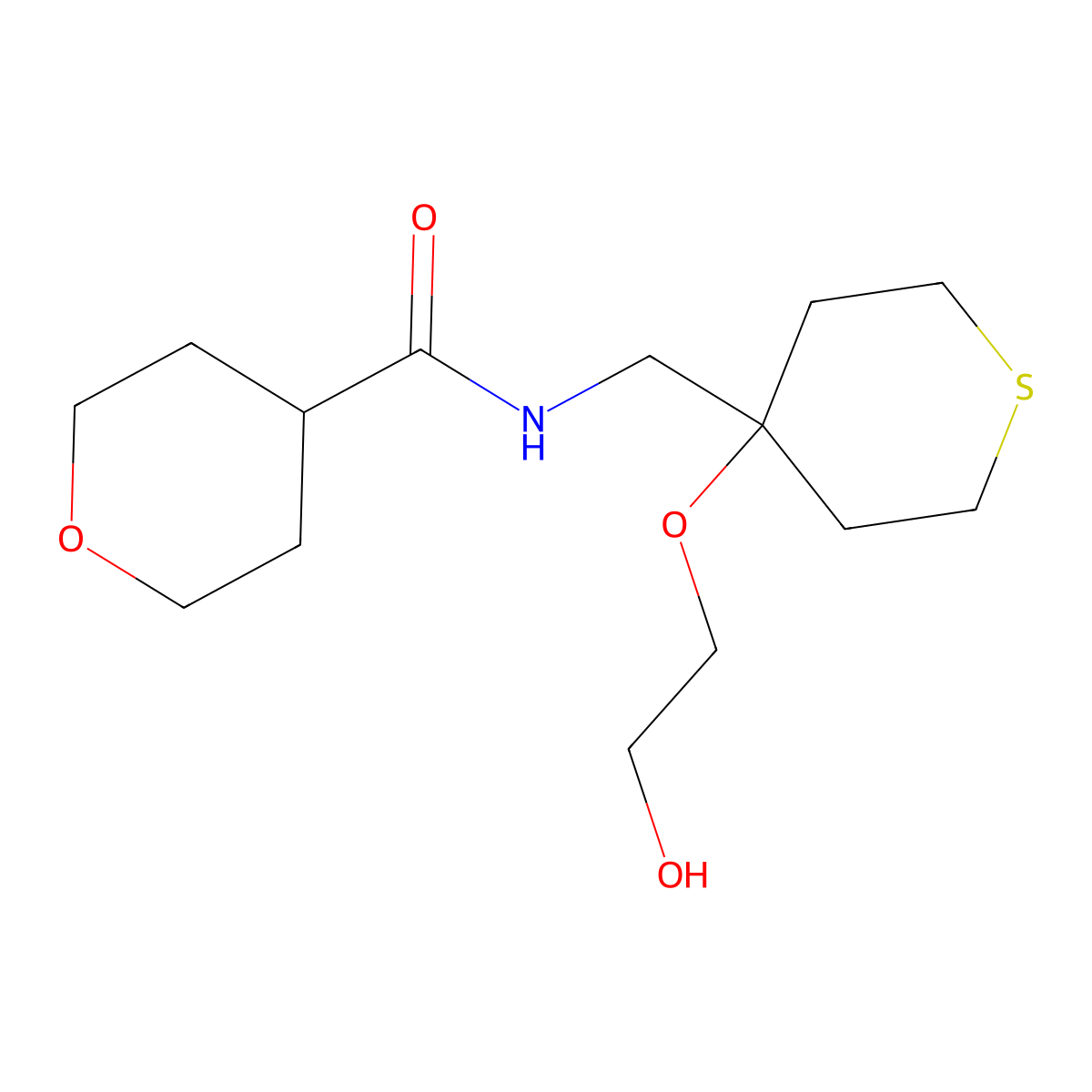 N-{[4-(2-hydroxyethoxy)thian-4-yl]methyl}oxane-4-carboxamide molecular structure, CAS 2176124-78-8