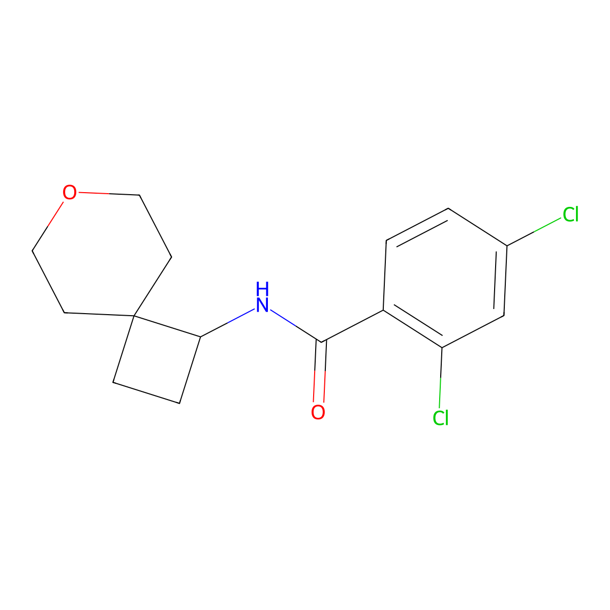 2,4-dichloro-N-{7-oxaspiro[3.5]nonan-1-yl}benzamide molecular structure, CAS 2176124-79-9