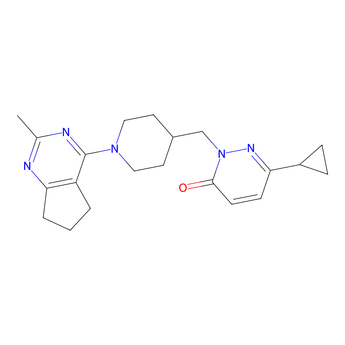 6-cyclopropyl-2-[(1-{2-methyl-5H,6H,7H-cyclopenta[d]pyrimidin-4-yl}piperidin-4-yl)methyl]-2,3-dihydropyridazin-3-one molecular structure, CAS 2176124-82-4