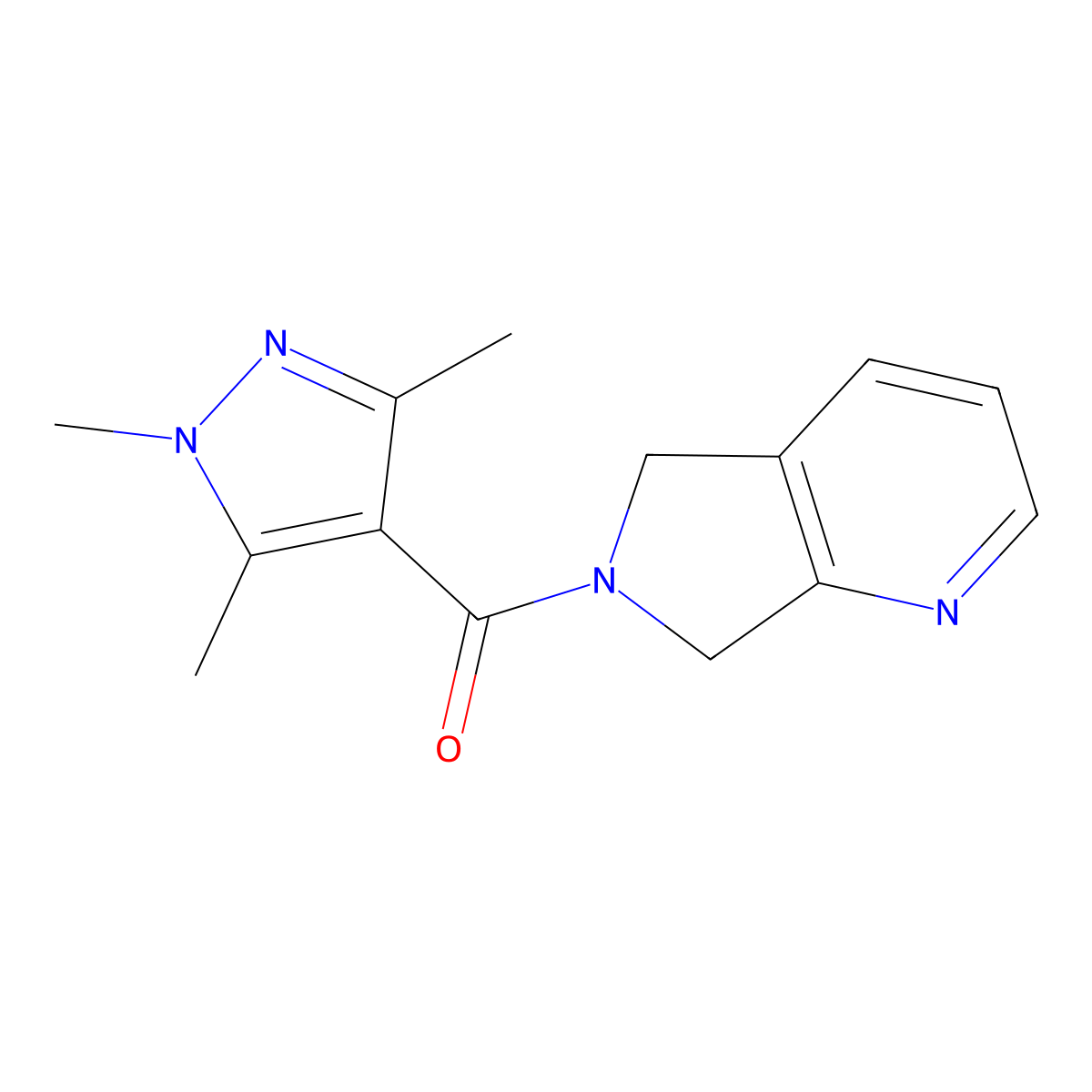 (5H-pyrrolo[3,4-b]pyridin-6(7H)-yl)(1,3,5-trimethyl-1H-pyrazol-4-yl)methanone molecular structure, CAS 2176124-91-5