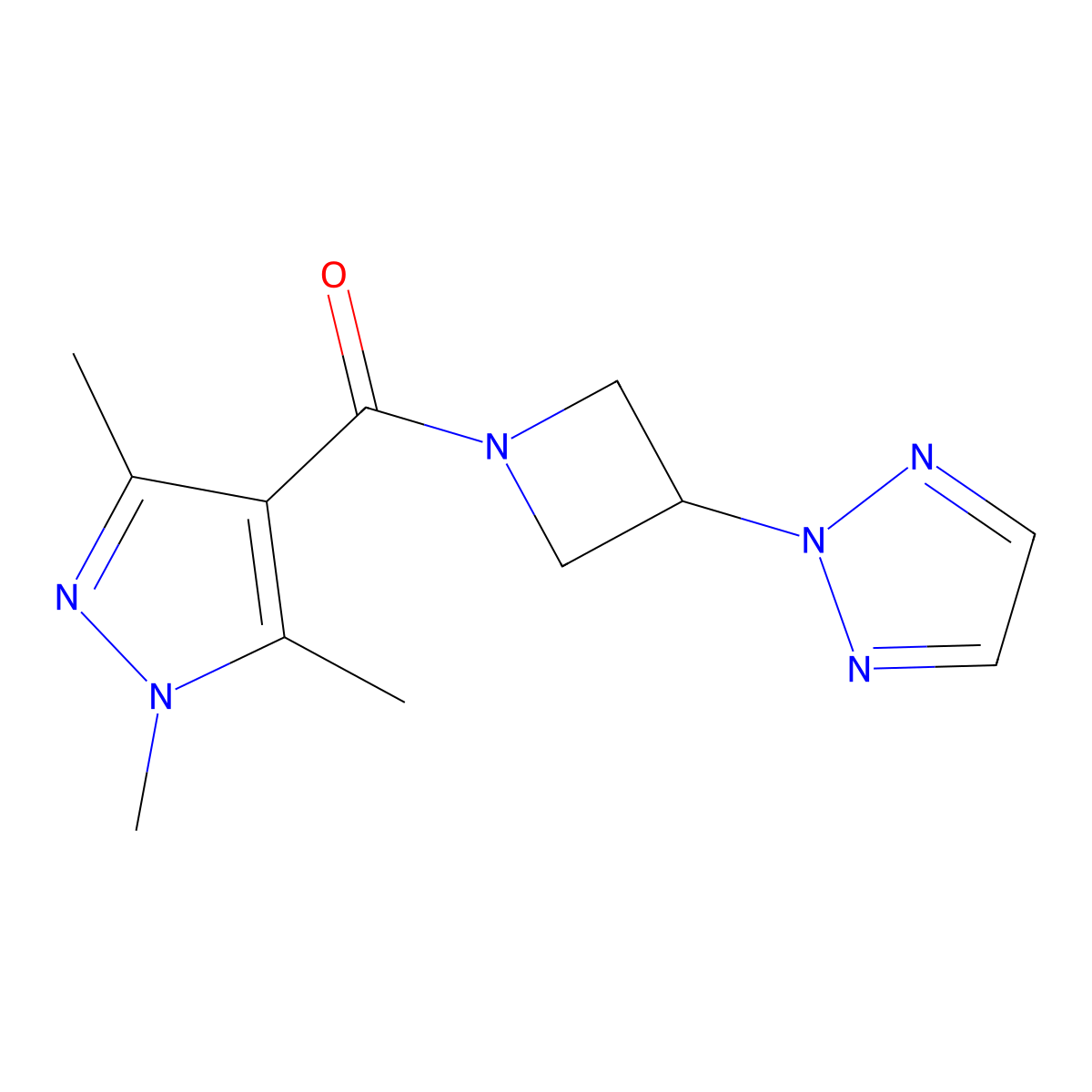 2-[1-(1,3,5-trimethyl-1H-pyrazole-4-carbonyl)azetidin-3-yl]-2H-1,2,3-triazole molecular structure, CAS 2176125-01-0
