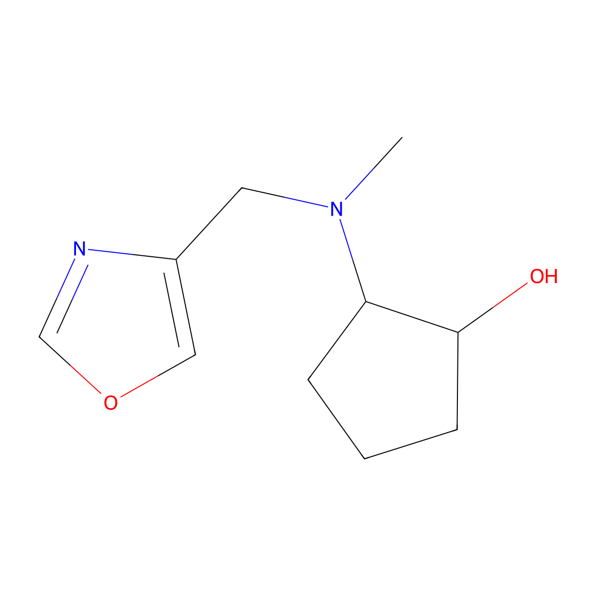 2-{Methyl[(1,3-oxazol-4-yl)methyl]amino}cyclopentan-1-ol molecular structure, CAS 2176125-07-6