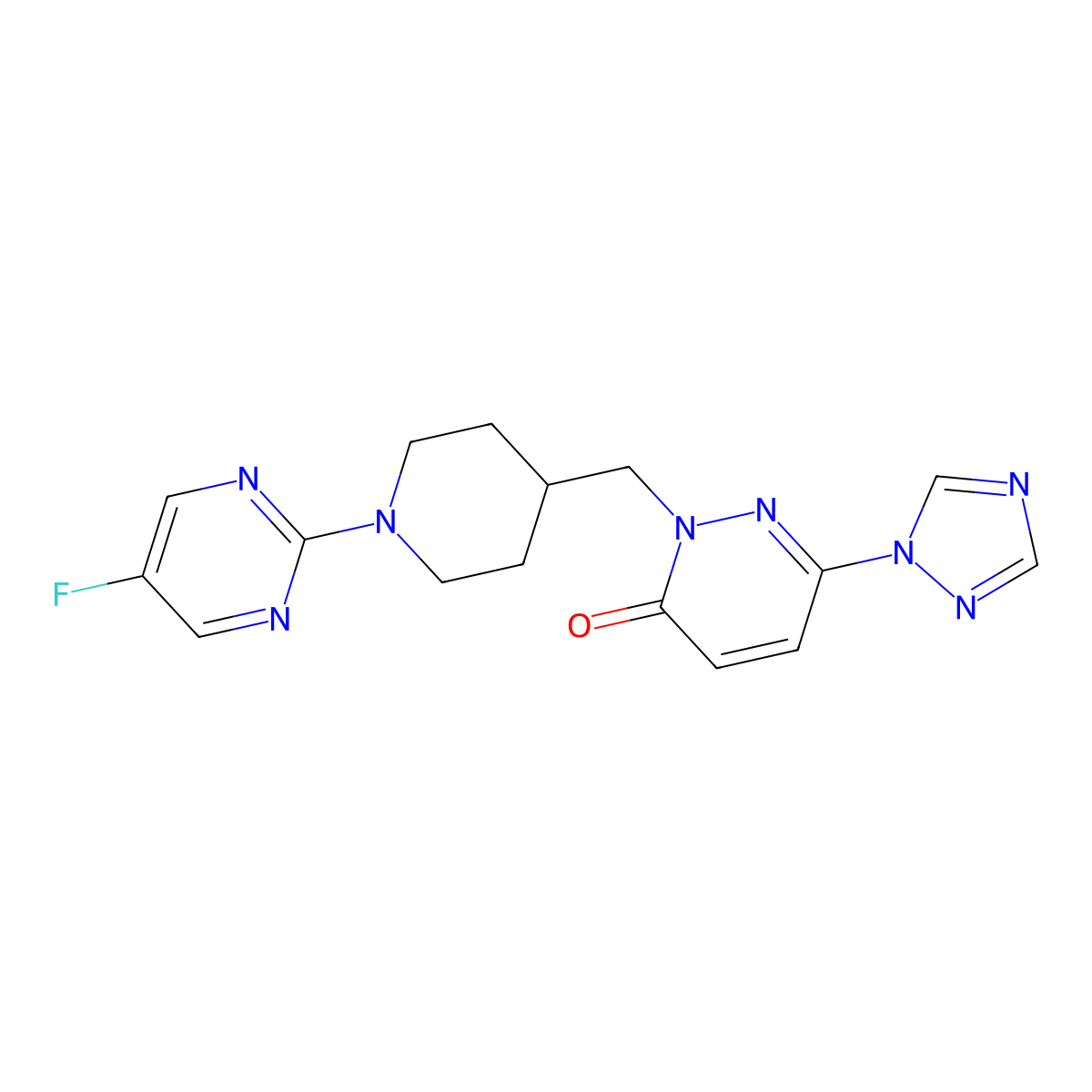 2-{[1-(5-fluoropyrimidin-2-yl)piperidin-4-yl]methyl}-6-(1H-1,2,4-triazol-1-yl)-2,3-dihydropyridazin-3-one molecular structure, CAS 2176125-09-8