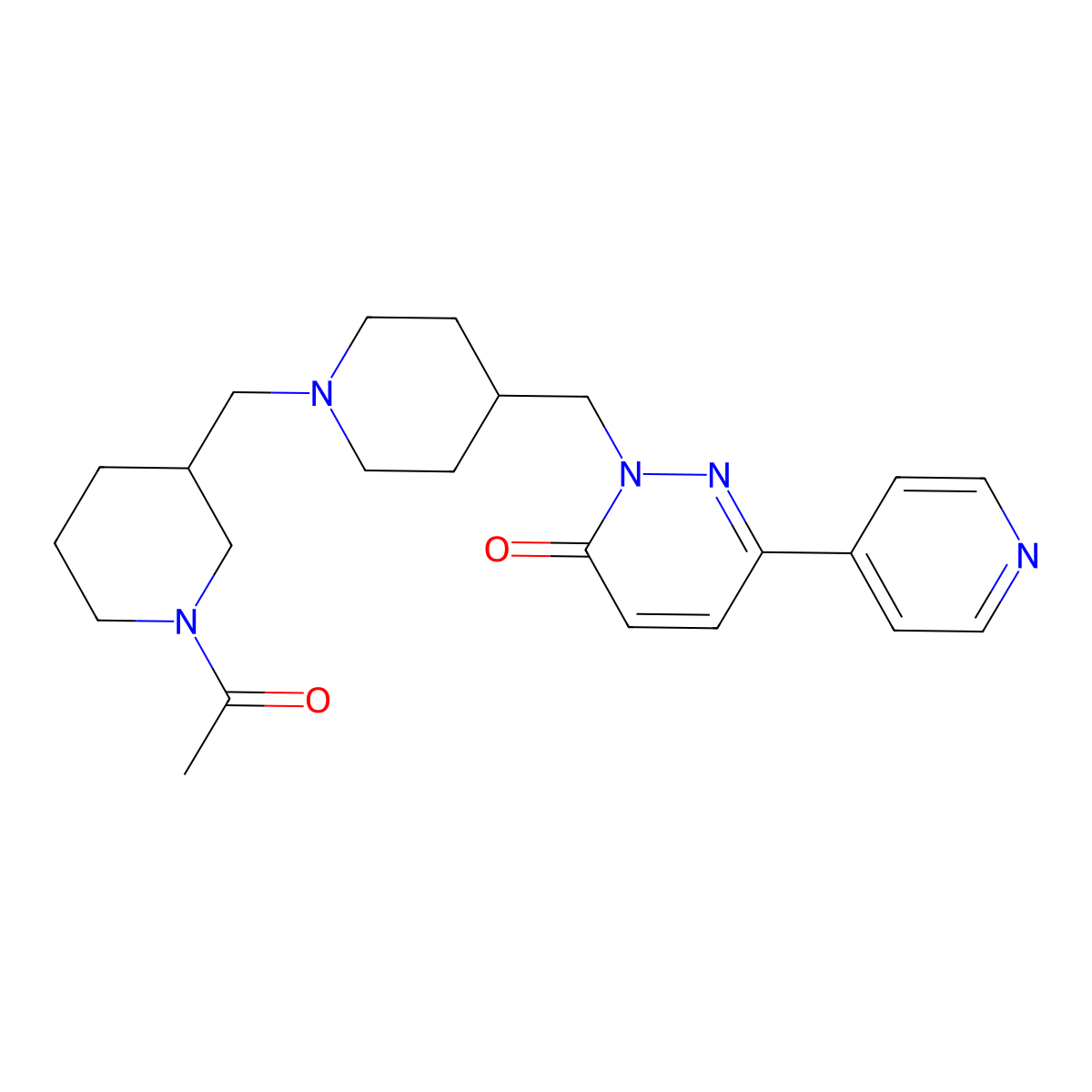 2-({1-[(1-Acetylpiperidin-3-yl)methyl]piperidin-4-yl}methyl)-6-(pyridin-4-yl)-2,3-dihydropyridazin-3-one molecular structure, CAS 2176125-12-3