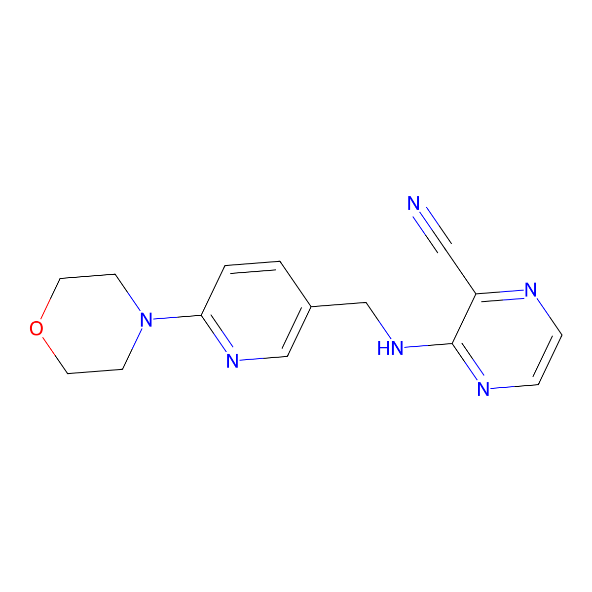 3-(((6-Morpholinopyridin-3-yl)methyl)amino)pyrazine-2-carbonitrile molecular structure, CAS 2176125-16-7