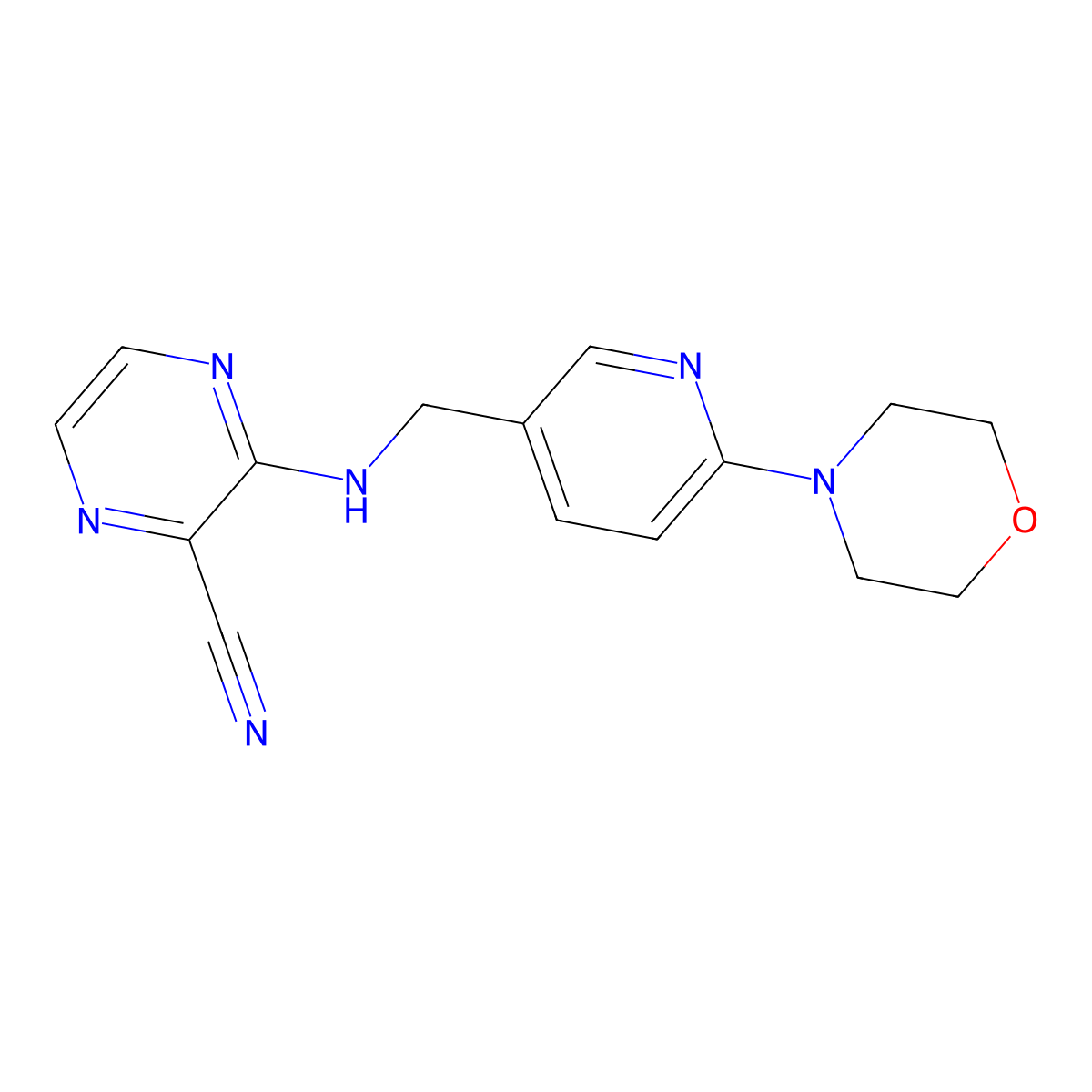 3-(((6-Morpholinopyridin-3-yl)methyl)amino)pyrazine-2-carbonitrile molecular structure, CAS 2176125-16-7