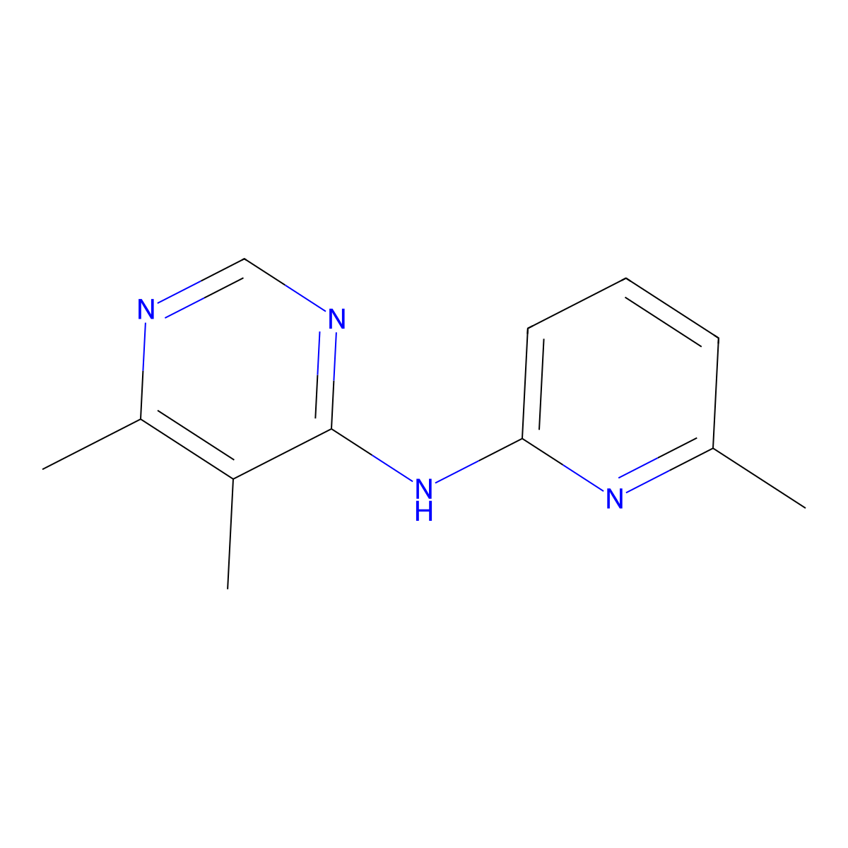 5,6-dimethyl-N-(6-methylpyridin-2-yl)pyrimidin-4-amine molecular structure, CAS 2176125-22-5