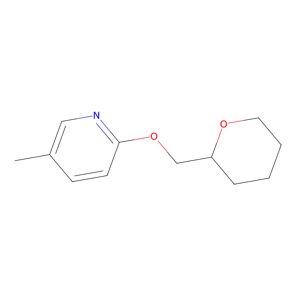 5-Methyl-2-[(oxan-2-yl)methoxy]pyridine molecular structure, CAS 2176125-96-3