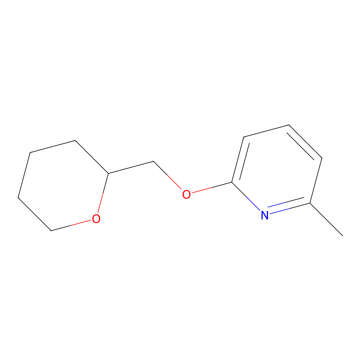 2-Methyl-6-[(oxan-2-yl)methoxy]pyridine molecular structure, CAS 2176125-97-4