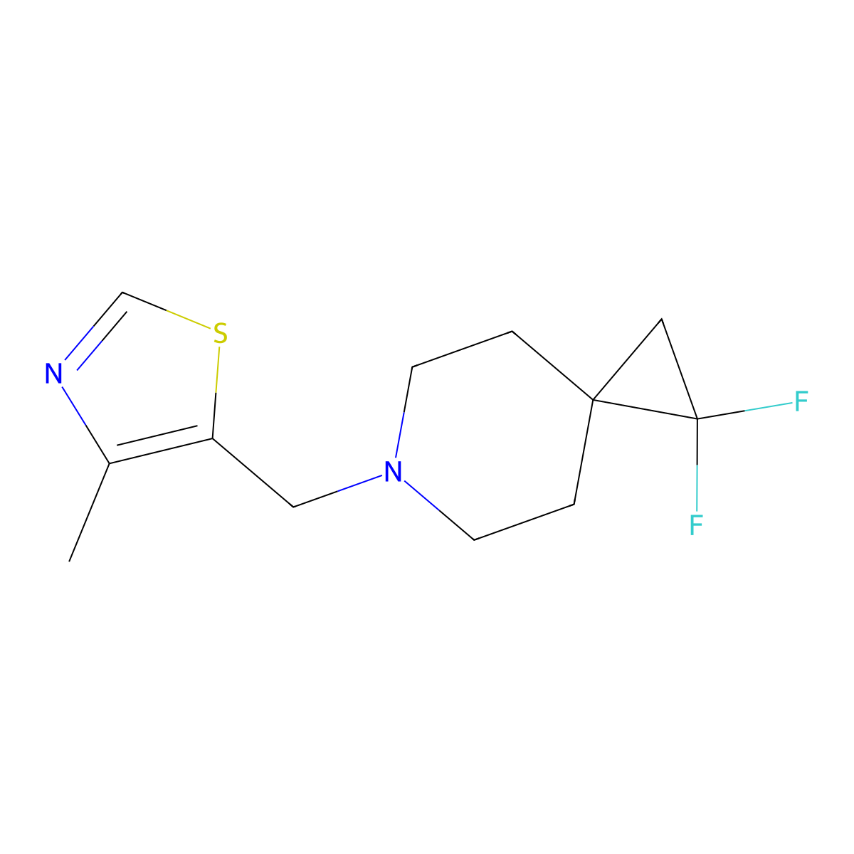 5-((1,1-Difluoro-6-azaspiro[2.5]octan-6-yl)methyl)-4-methylthiazole molecular structure, CAS 2176126-00-2