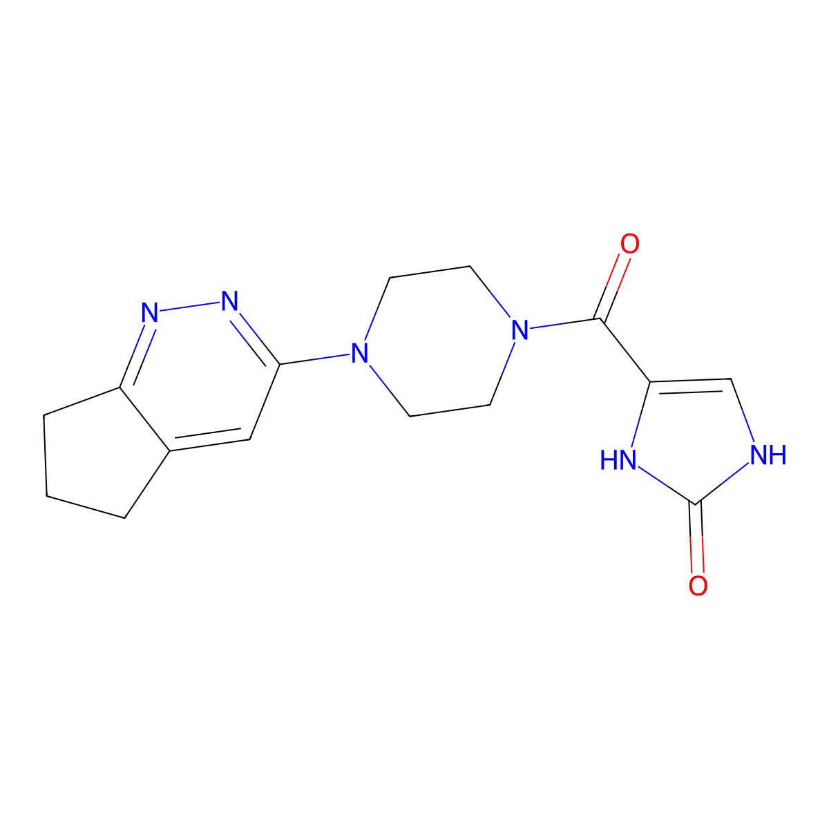 4-(4-(6,7-dihydro-5H-cyclopenta[c]pyridazin-3-yl)piperazine-1-carbonyl)-1H-imidazol-2(3H)-one molecular structure, CAS 2176126-02-4