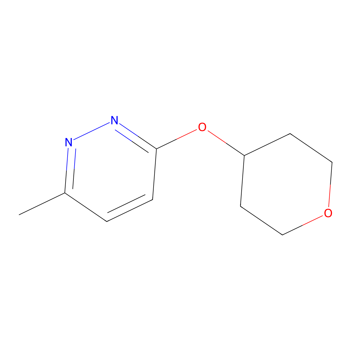3-Methyl-6-(oxan-4-yloxy)pyridazine molecular structure, CAS 2176126-03-5