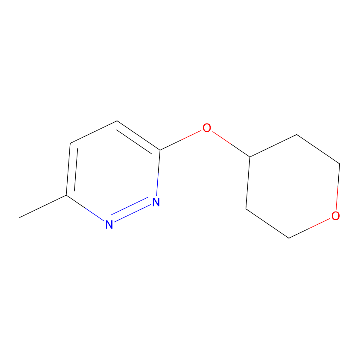 3-Methyl-6-(oxan-4-yloxy)pyridazine molecular structure, CAS 2176126-03-5