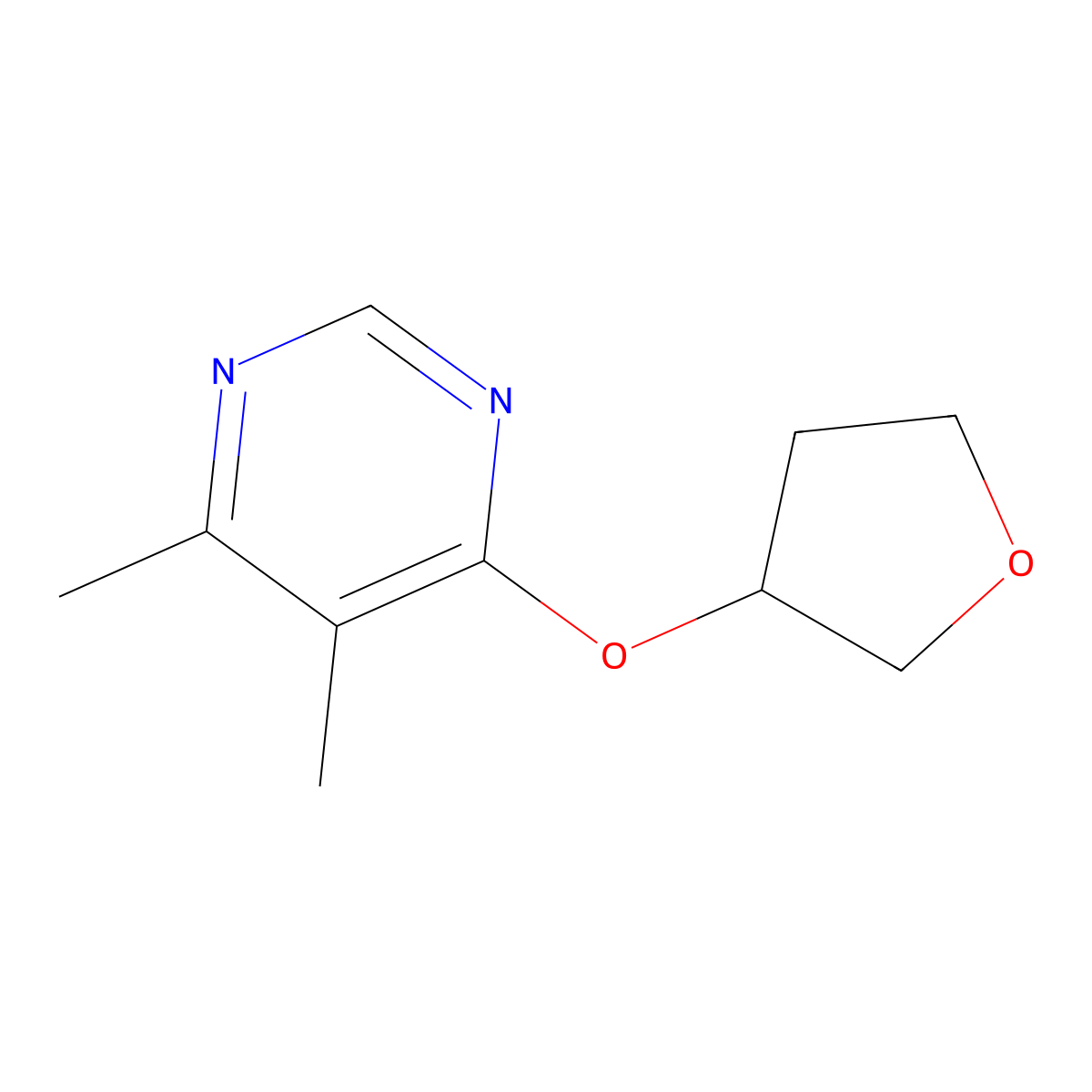 4,5-Dimethyl-6-(oxolan-3-yloxy)pyrimidine molecular structure, CAS 2176126-04-6