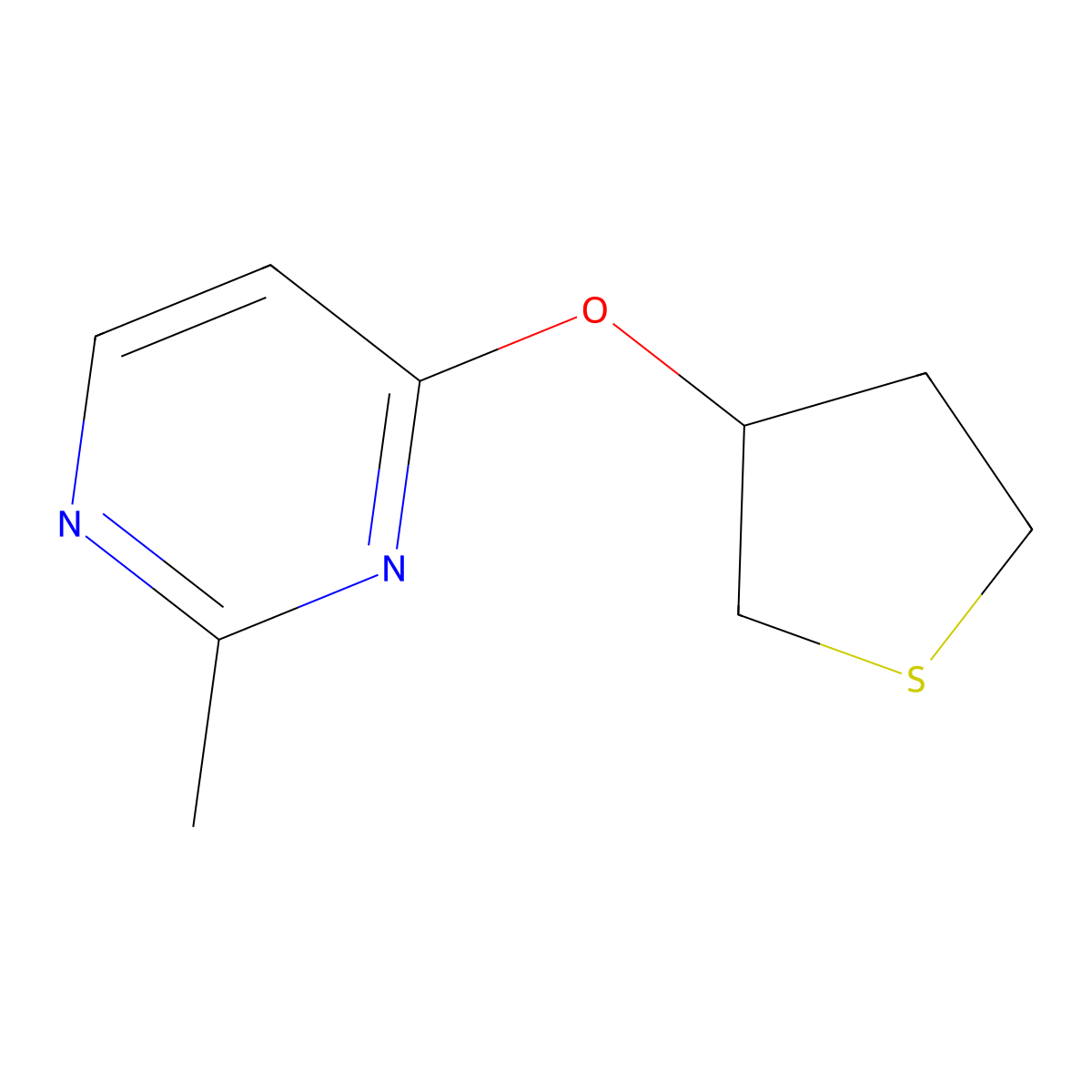 2-Methyl-4-(thiolan-3-yloxy)pyrimidine molecular structure, CAS 2176126-08-0