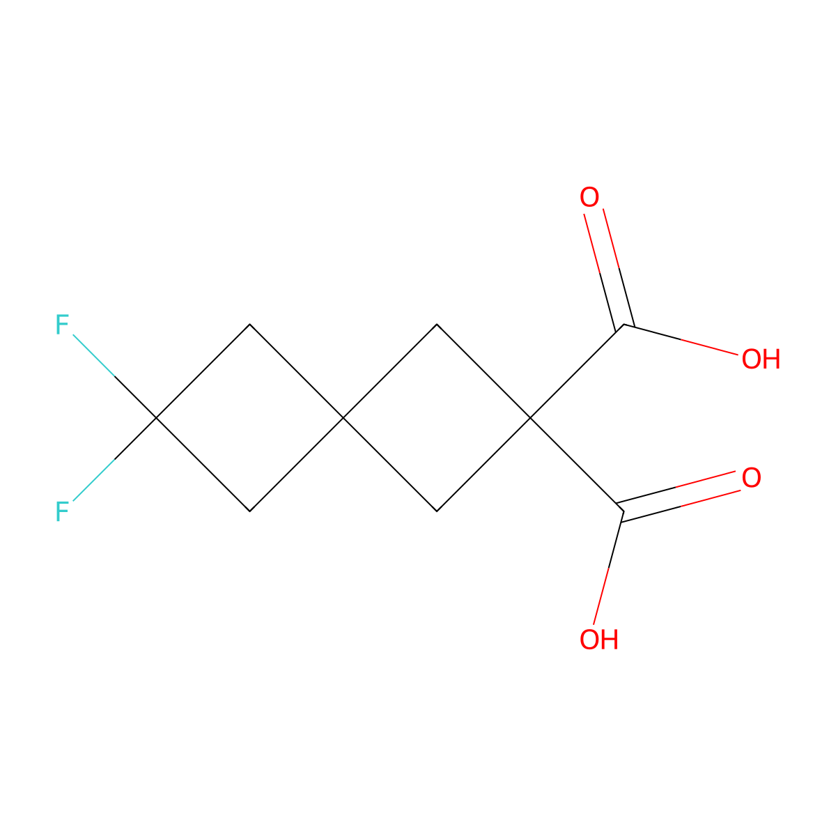6,6-Difluorospiro[3.3]heptane-2,2-dicarboxylic acid molecular structure, CAS 2176126-09-1