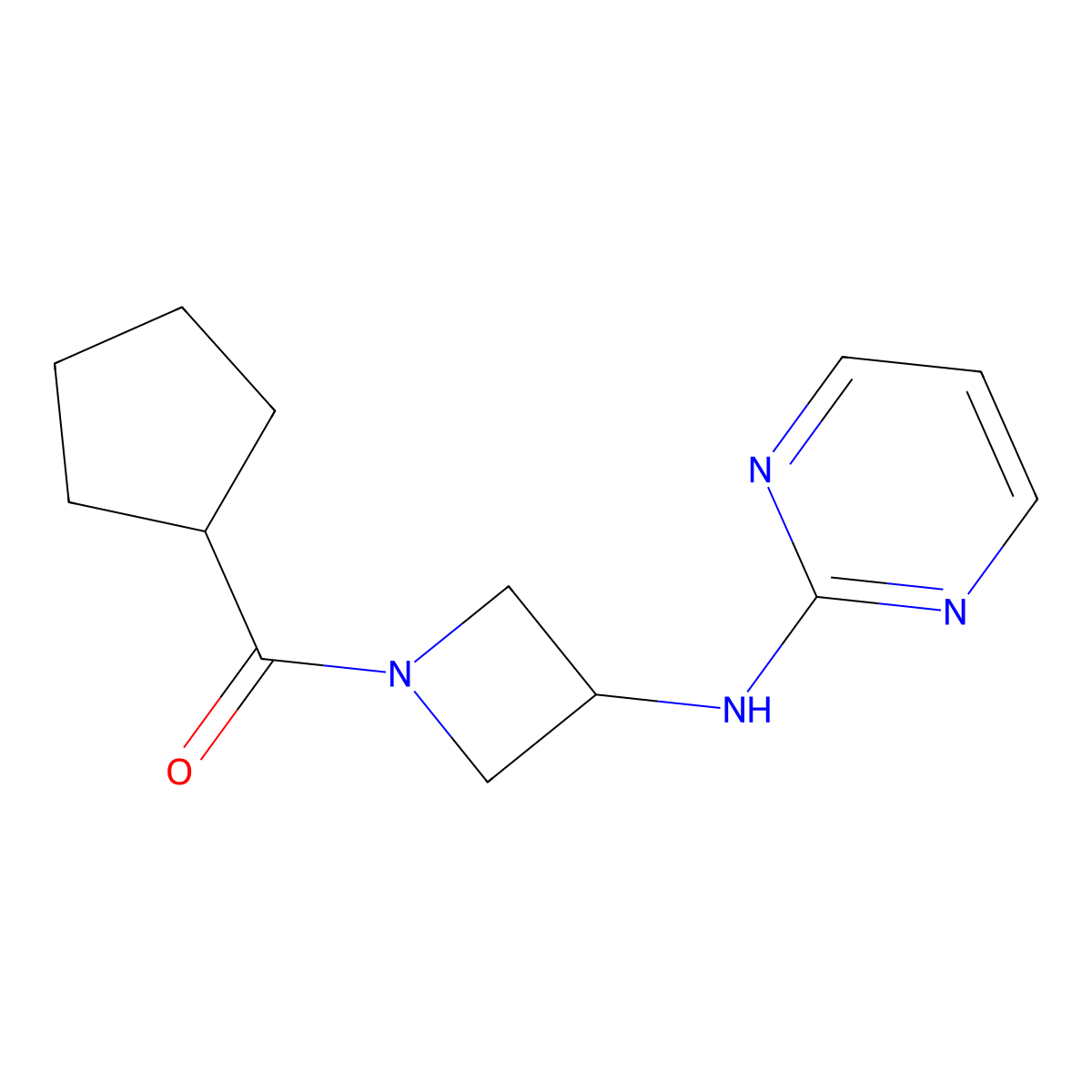 N-(1-cyclopentanecarbonylazetidin-3-yl)pyrimidin-2-amine molecular structure, CAS 2176126-12-6