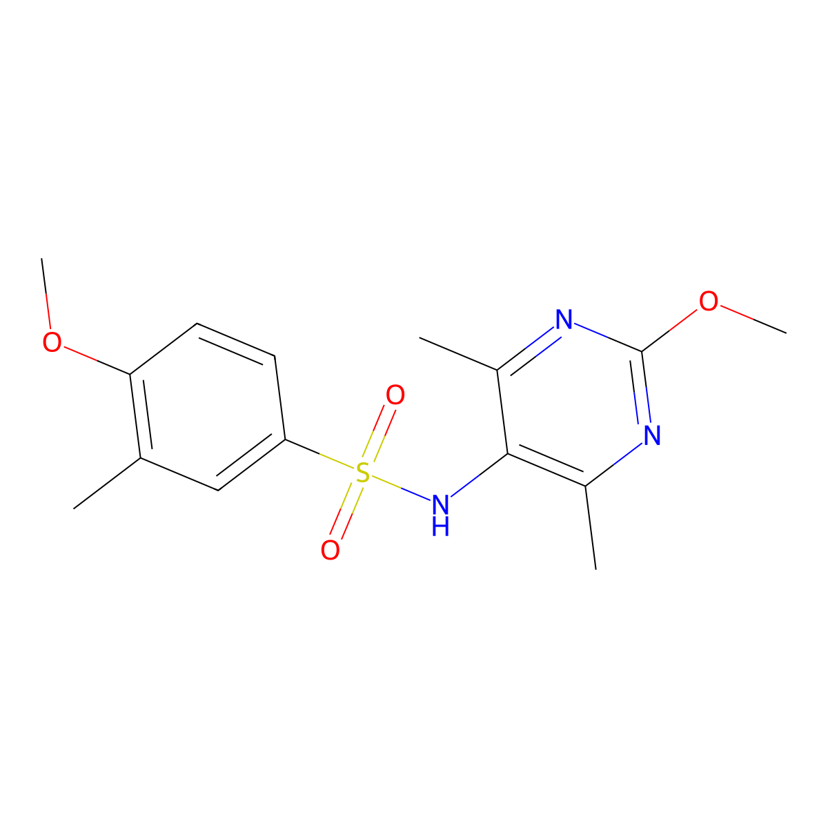 4-methoxy-N-(2-methoxy-4,6-dimethylpyrimidin-5-yl)-3-methylbenzenesulfonamide molecular structure, CAS 2176152-04-6