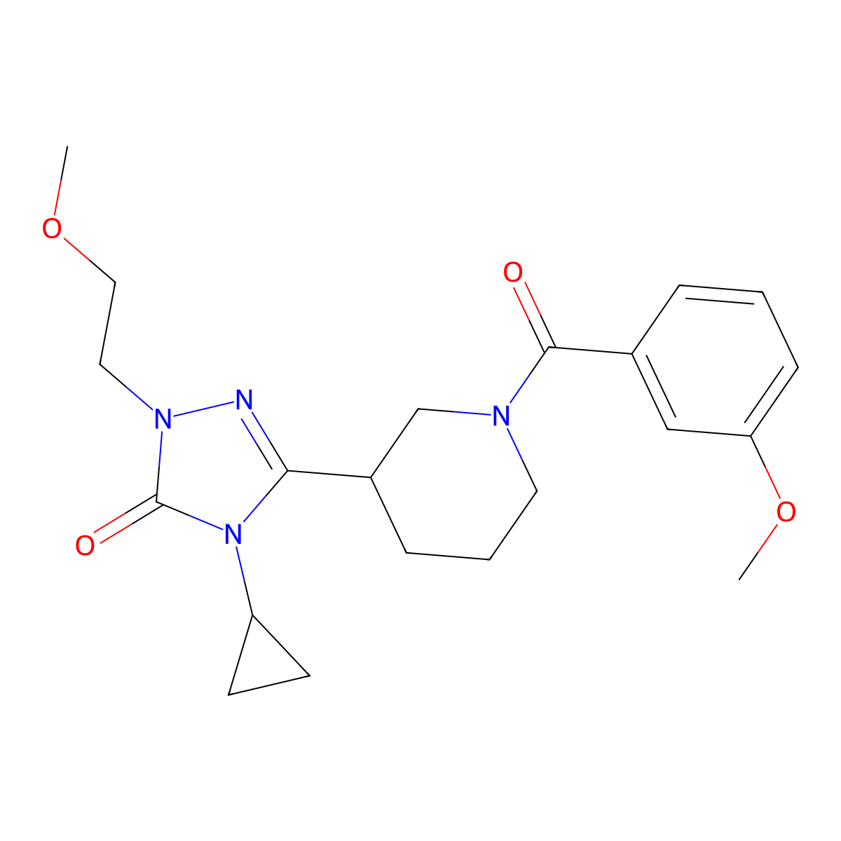 4-cyclopropyl-3-(1-(3-methoxybenzoyl)piperidin-3-yl)-1-(2-methoxyethyl)-1H-1,2,4-triazol-5(4H)-one molecular structure, CAS 2176152-08-0