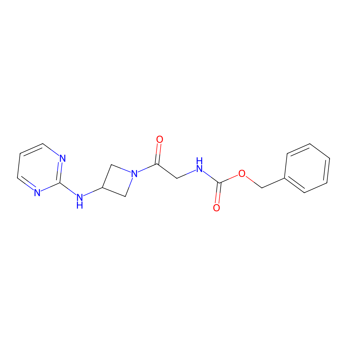 Benzyl (2-oxo-2-(3-(pyrimidin-2-ylamino)azetidin-1-yl)ethyl)carbamate molecular structure, CAS 2176152-17-1