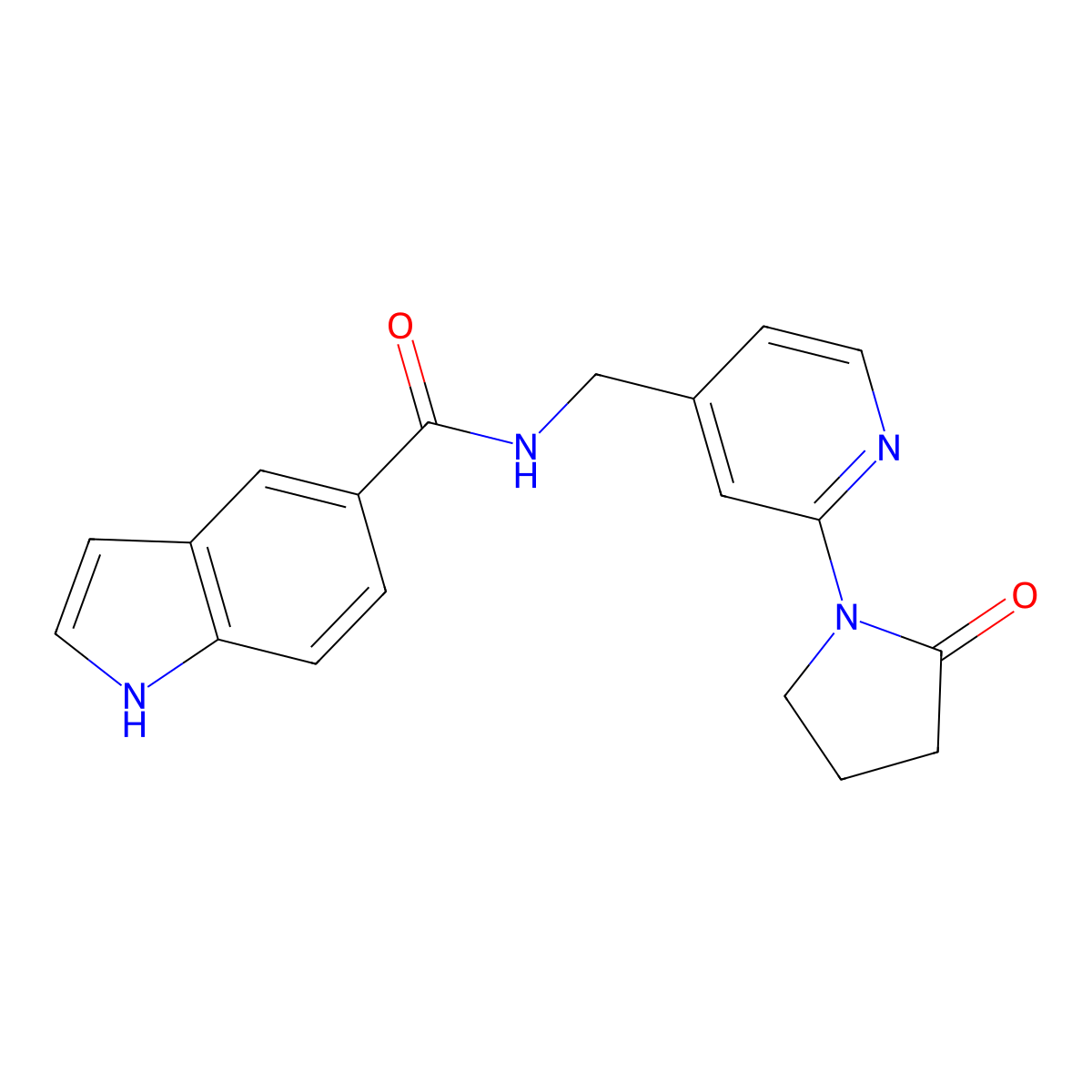 N-{[2-(2-oxopyrrolidin-1-yl)pyridin-4-yl]methyl}-1H-indole-5-carboxamide molecular structure, CAS 2176152-20-6