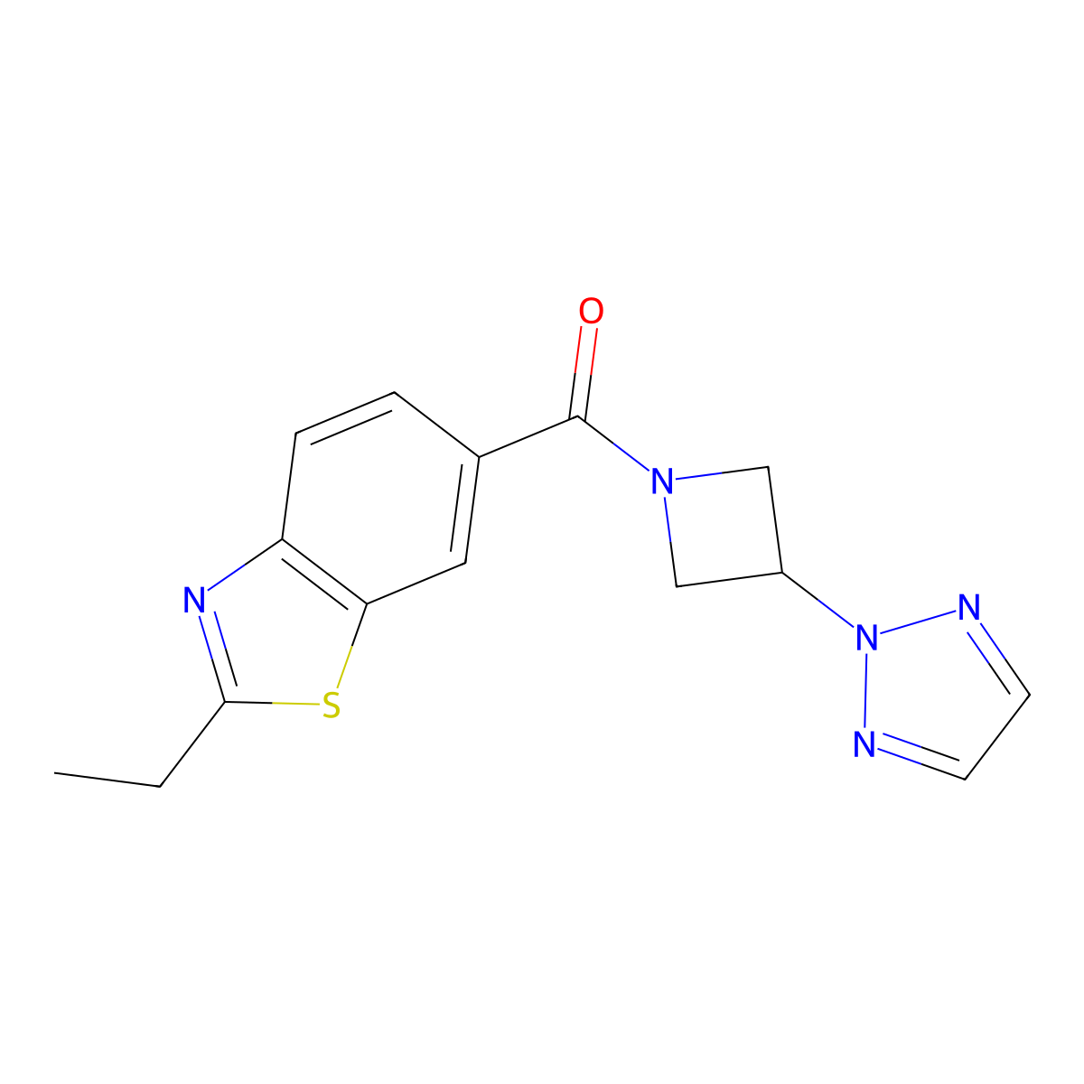 2-ethyl-6-[3-(2H-1,2,3-triazol-2-yl)azetidine-1-carbonyl]-1,3-benzothiazole molecular structure, CAS 2176152-21-7