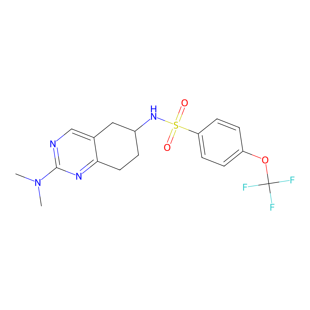 N-[2-(dimethylamino)-5,6,7,8-tetrahydroquinazolin-6-yl]-4-(trifluoromethoxy)benzene-1-sulfonamide molecular structure, CAS 2176152-32-0