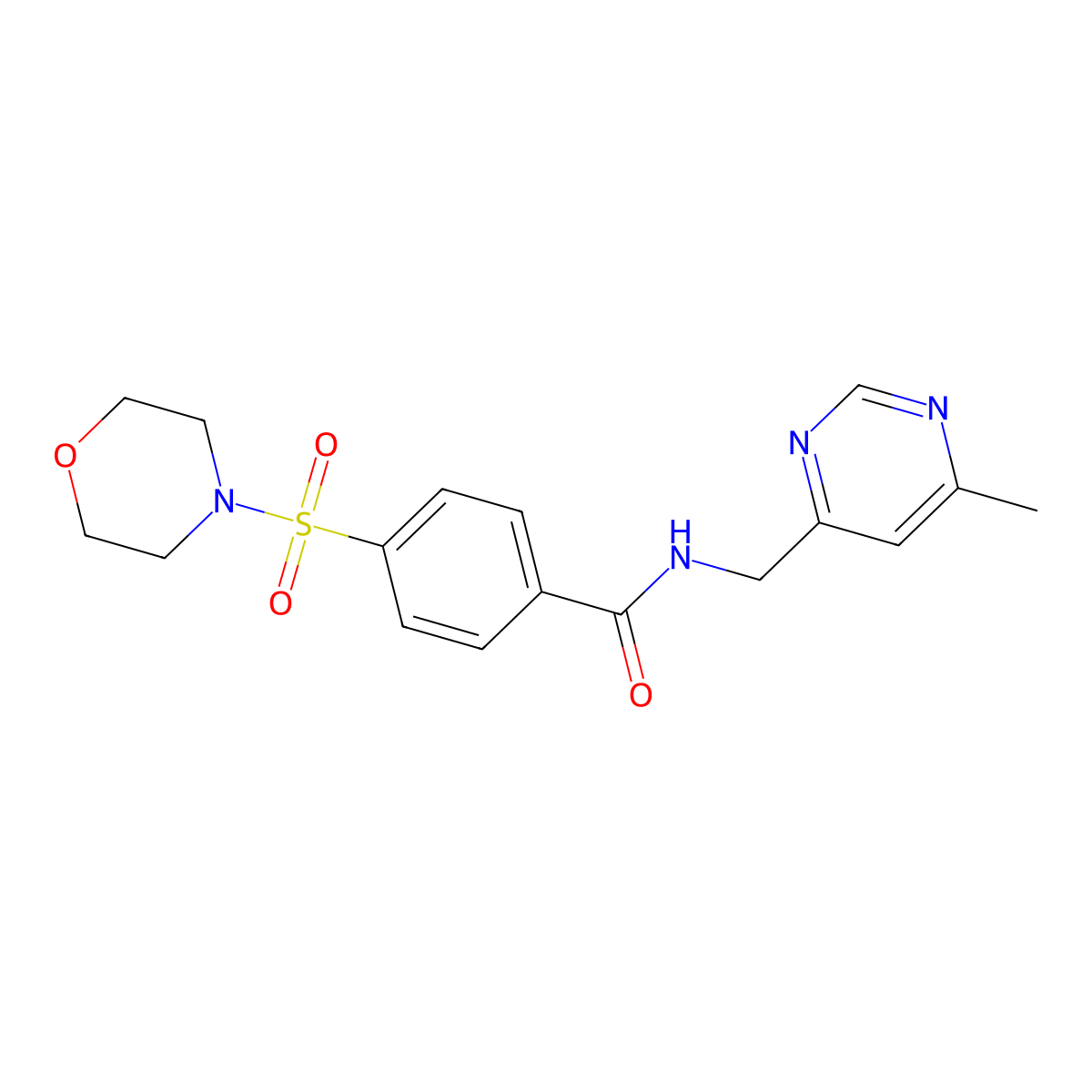 N-((6-methylpyrimidin-4-yl)methyl)-4-(morpholinosulfonyl)benzamide molecular structure, CAS 2176152-35-3