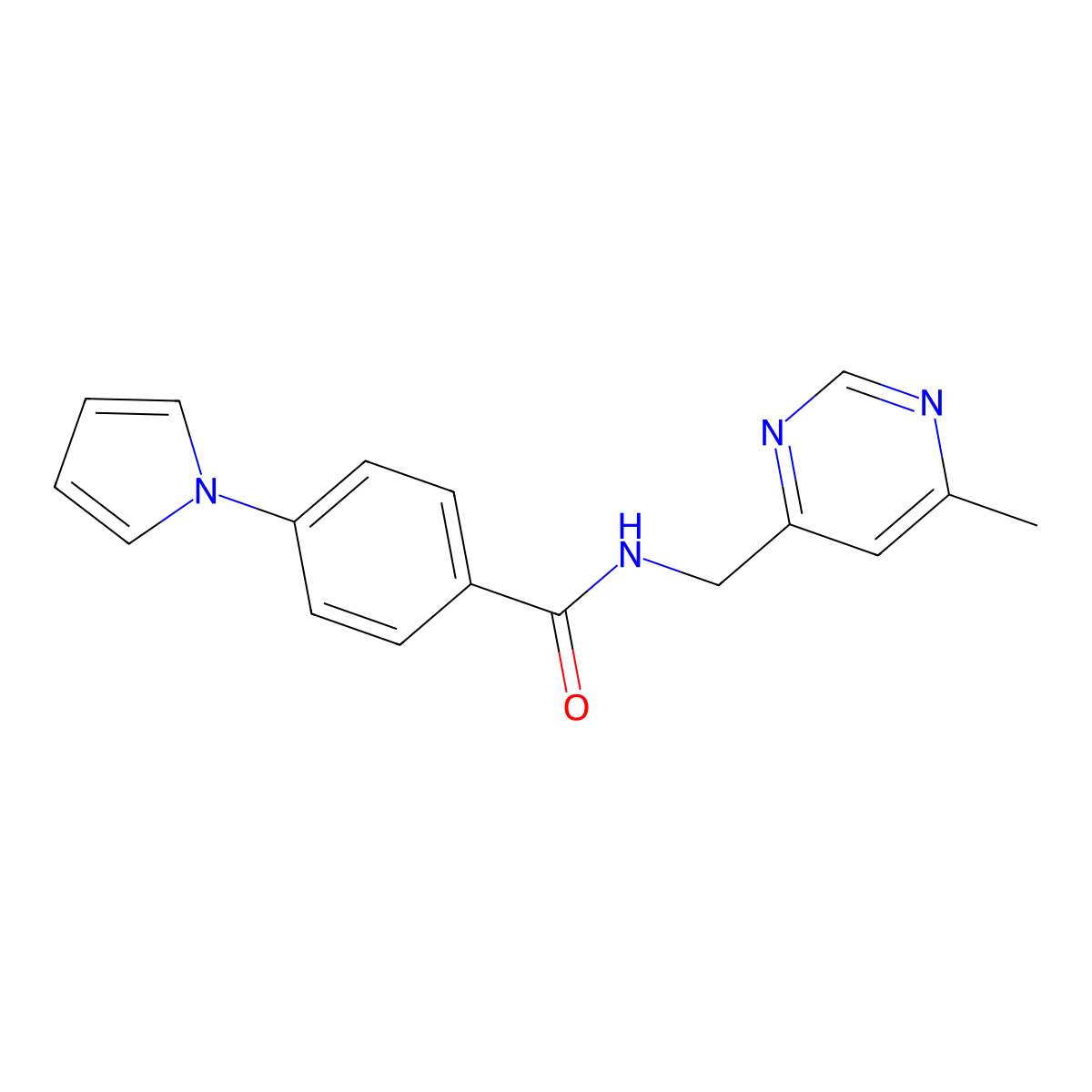 N-[(6-methylpyrimidin-4-yl)methyl]-4-(1H-pyrrol-1-yl)benzamide molecular structure, CAS 2176152-41-1