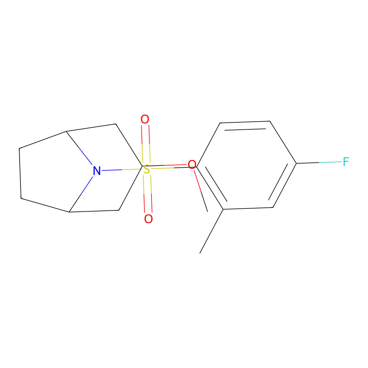 (1R,5S)-8-((4-fluoro-2-methylphenyl)sulfonyl)-3-methoxy-8-azabicyclo[3.2.1]octane molecular structure, CAS 2176152-46-6