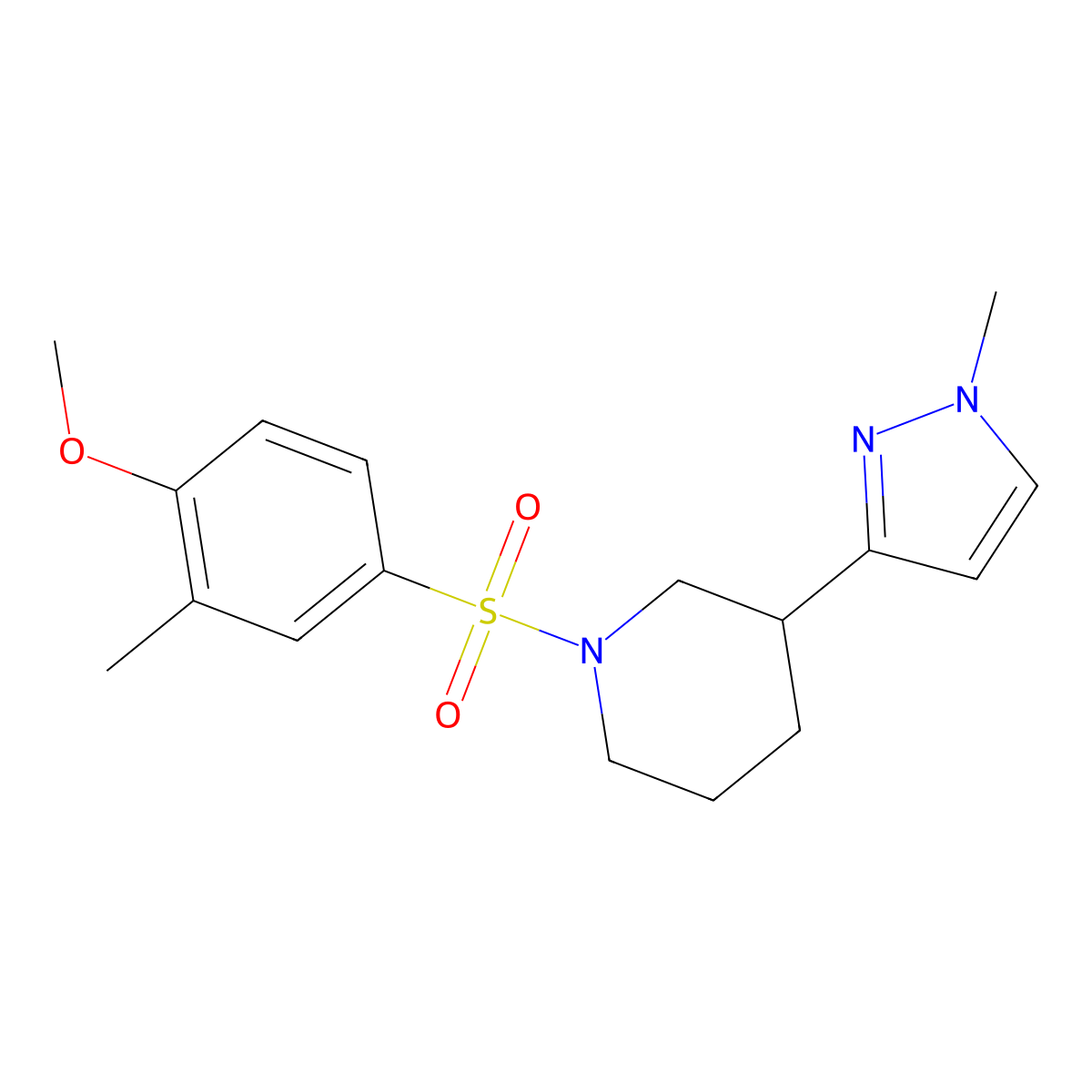 1-((4-methoxy-3-methylphenyl)sulfonyl)-3-(1-methyl-1H-pyrazol-3-yl)piperidine molecular structure, CAS 2176152-48-8