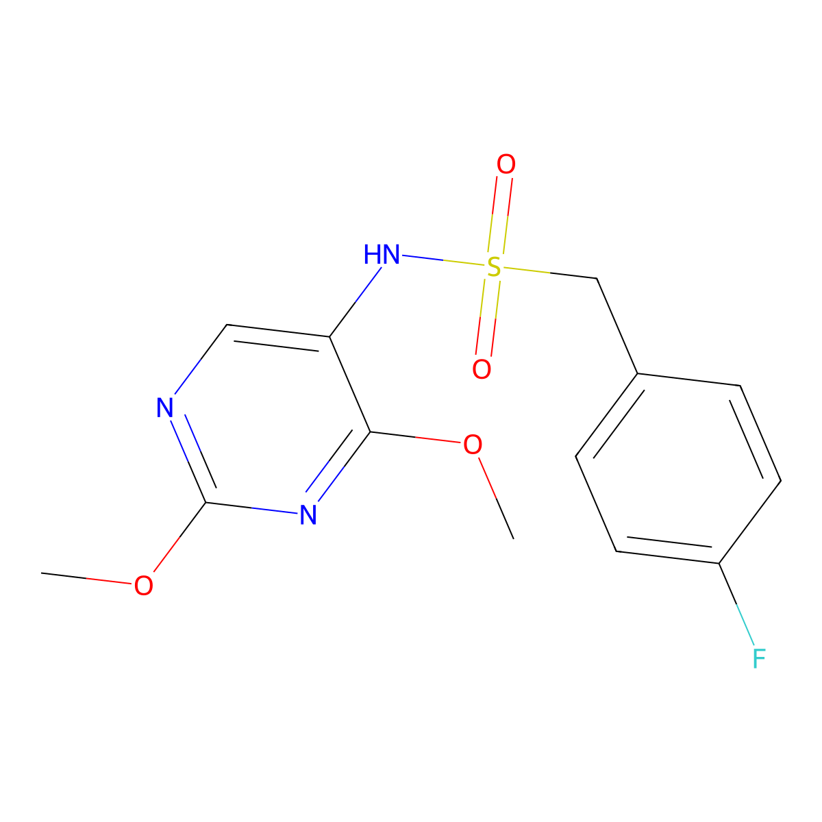 N-(2,4-dimethoxypyrimidin-5-yl)-1-(4-fluorophenyl)methanesulfonamide molecular structure, CAS 2176152-49-9