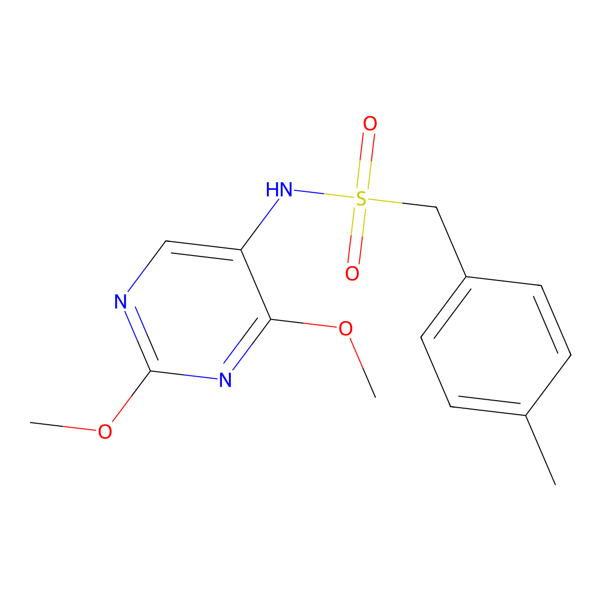 N-(2,4-dimethoxypyrimidin-5-yl)-1-(4-methylphenyl)methanesulfonamide molecular structure, CAS 2176152-50-2