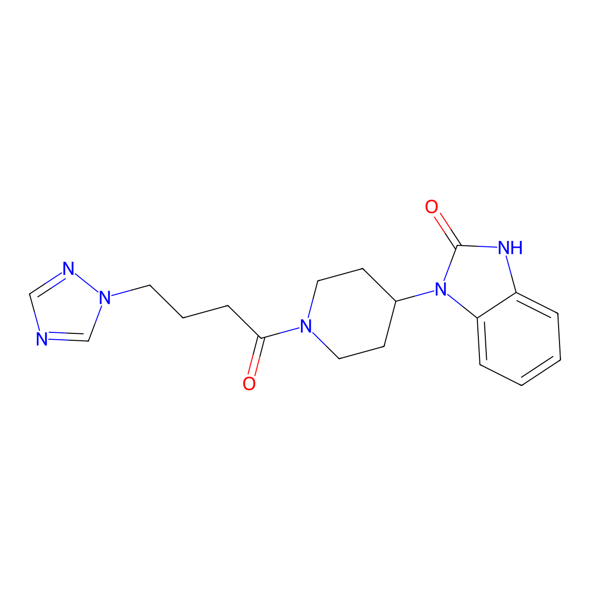 1-{1-[4-(1H-1,2,4-triazol-1-yl)butanoyl]piperidin-4-yl}-1,3-dihydro-2H-benzimidazol-2-one molecular structure, CAS 2176197-50-3
