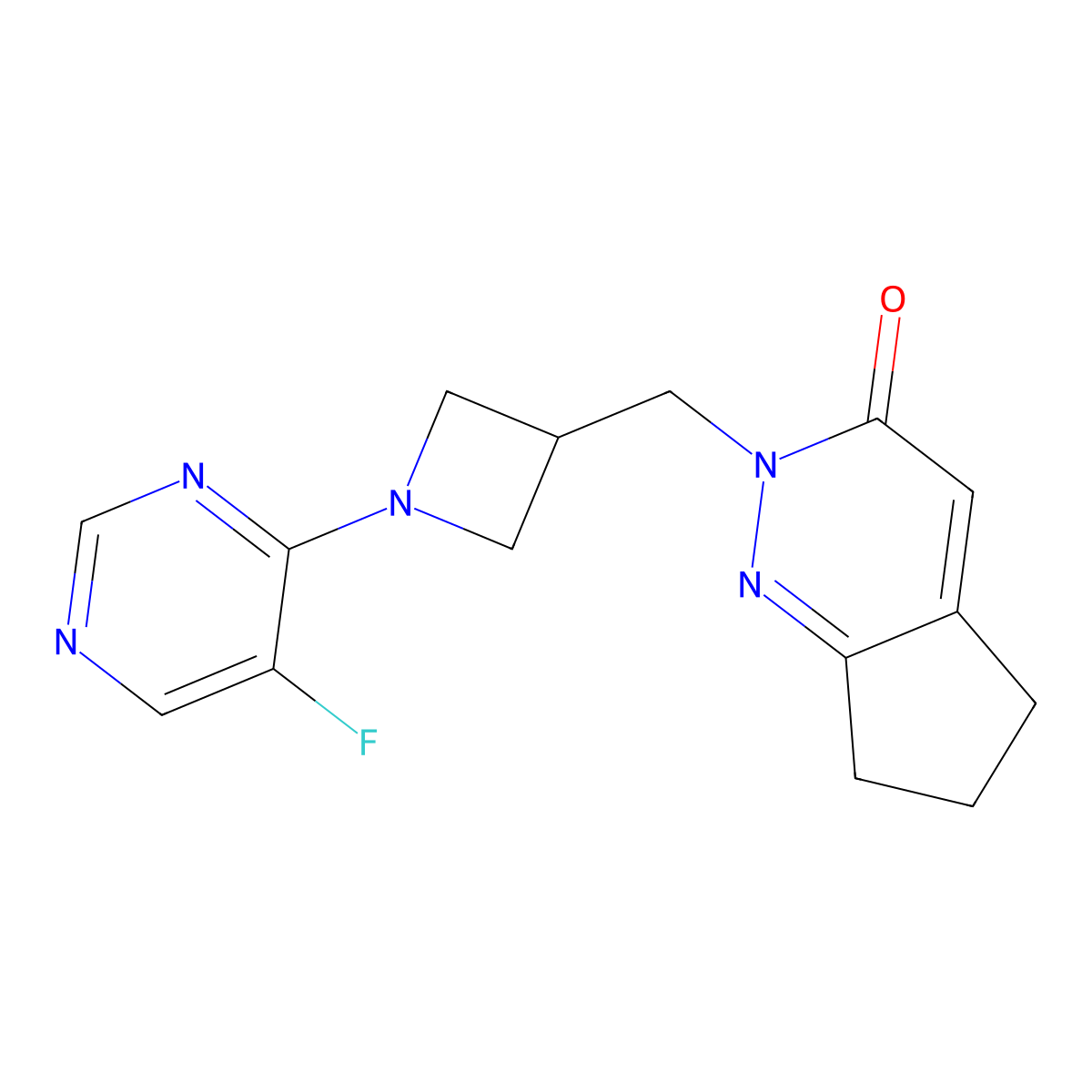 2-{[1-(5-fluoropyrimidin-4-yl)azetidin-3-yl]methyl}-2H,3H,5H,6H,7H-cyclopenta[c]pyridazin-3-one molecular structure, CAS 2176200-97-6