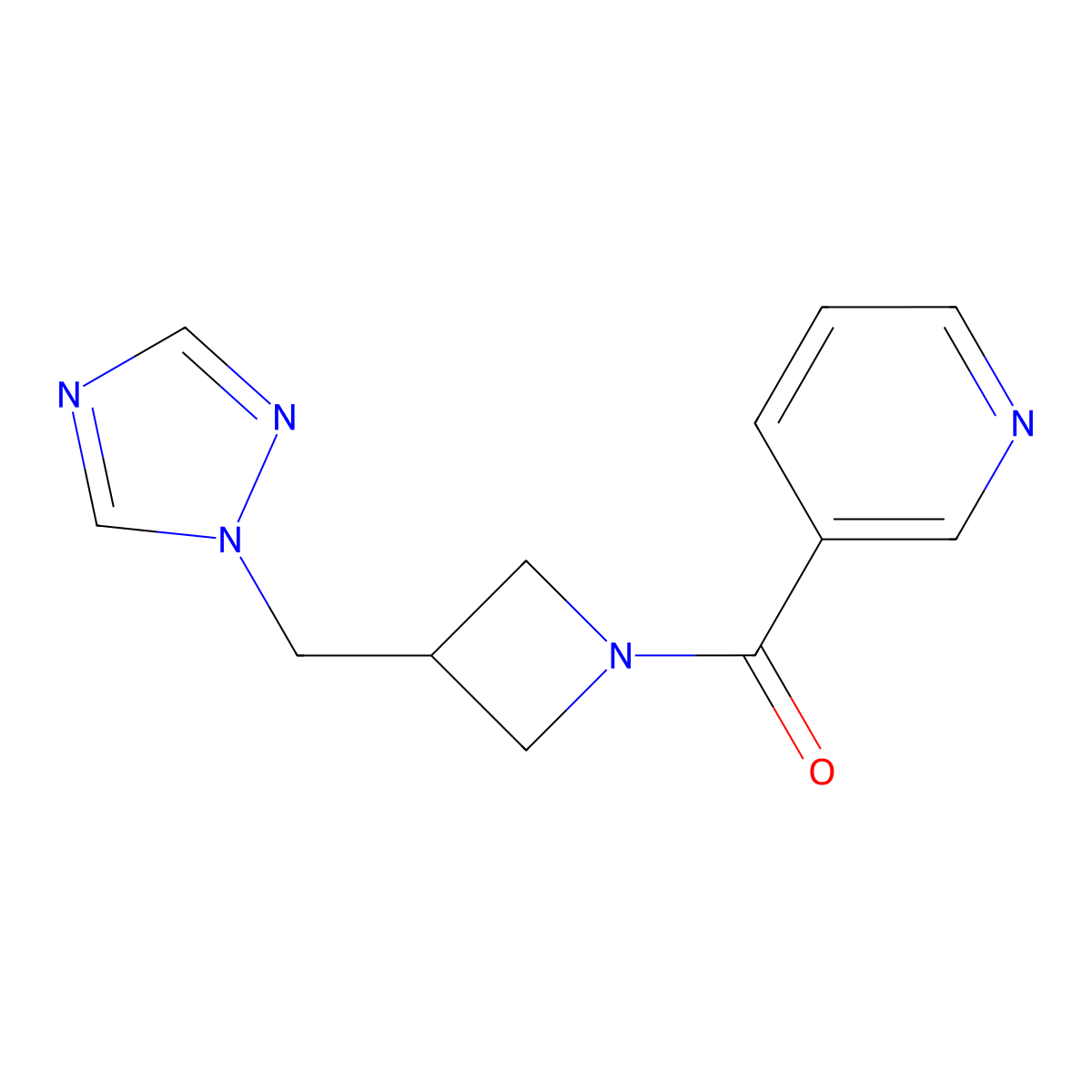 3-{3-[(1H-1,2,4-triazol-1-yl)methyl]azetidine-1-carbonyl}pyridine molecular structure, CAS 2176200-99-8