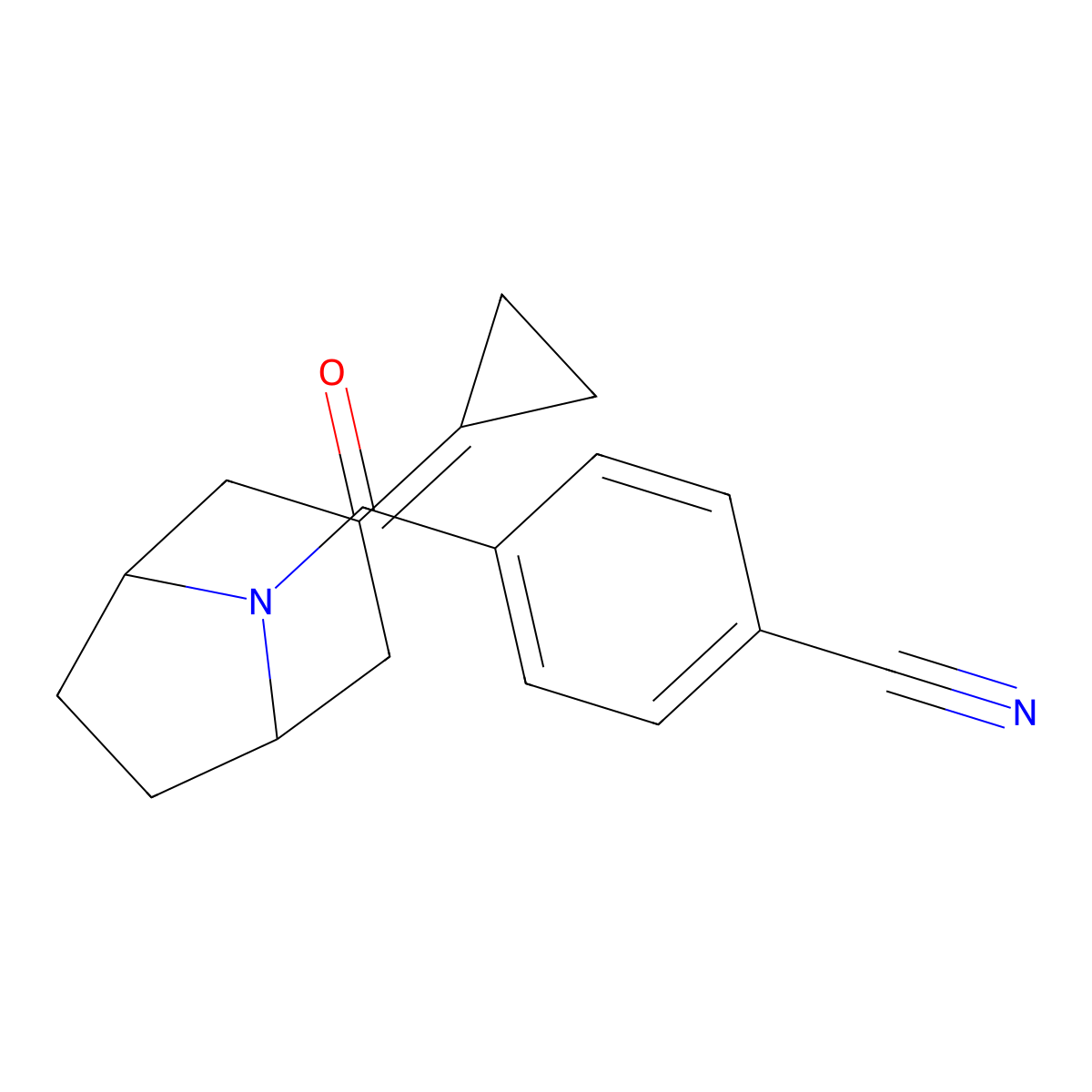 4-{3-Cyclopropylidene-8-azabicyclo[3.2.1]octane-8-carbonyl}benzonitrile molecular structure, CAS 2176201-00-4
