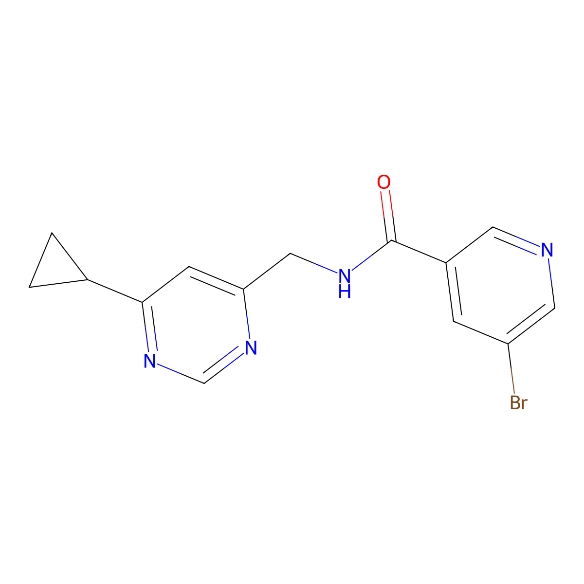 5-bromo-N-[(6-cyclopropylpyrimidin-4-yl)methyl]pyridine-3-carboxamide molecular structure, CAS 2176201-06-0