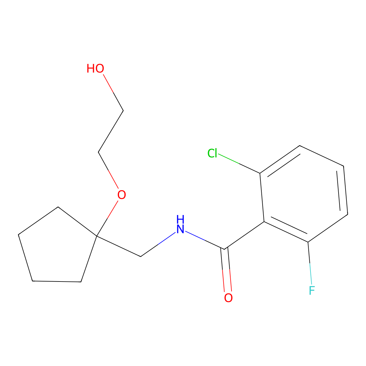 2-chloro-6-fluoro-N-{[1-(2-hydroxyethoxy)cyclopentyl]methyl}benzamide molecular structure, CAS 2176201-08-2