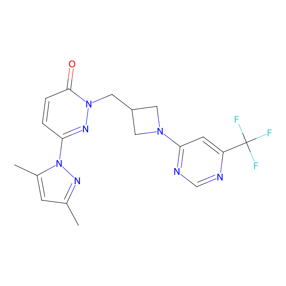 6-(3,5-dimethyl-1H-pyrazol-1-yl)-2-({1-[6-(trifluoromethyl)pyrimidin-4-yl]azetidin-3-yl}methyl)-2,3-dihydropyridazin-3-one molecular structure, CAS 2176201-10-6