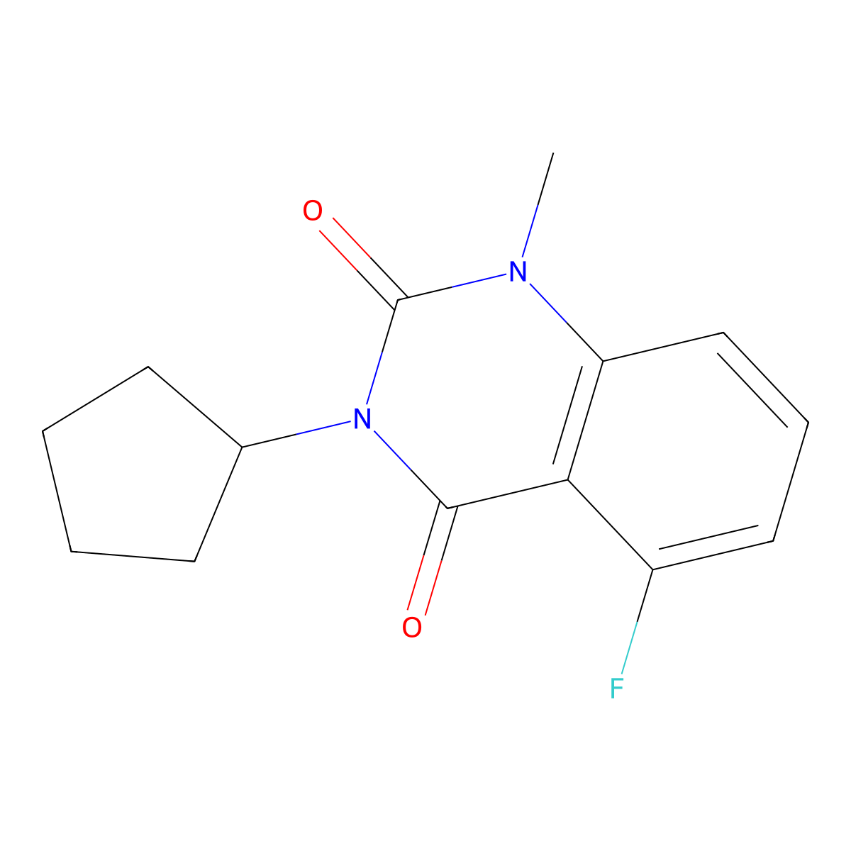 3-cyclopentyl-5-fluoro-1-methylquinazoline-2,4(1H,3H)-dione molecular structure, CAS 2176201-11-7