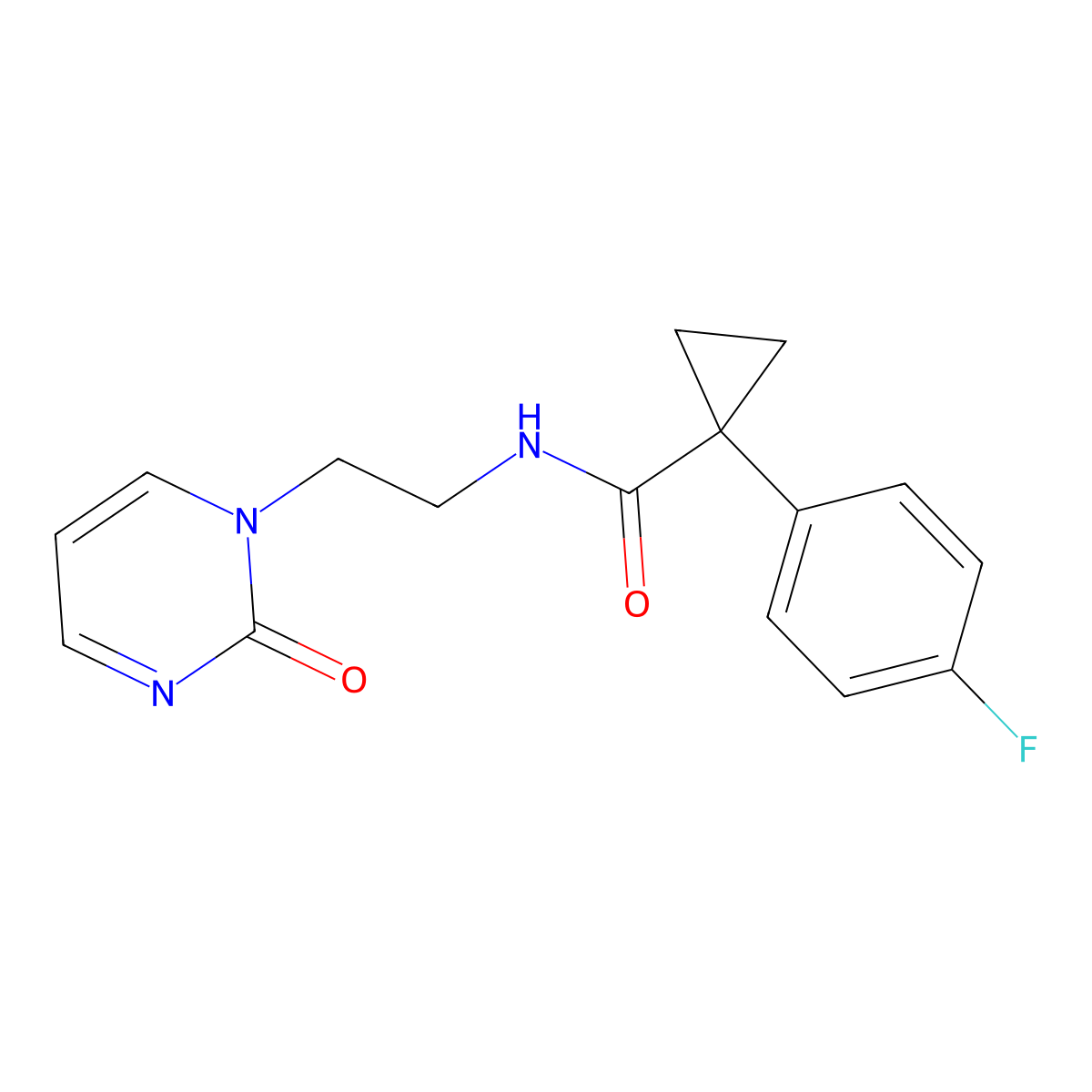 1-(4-fluorophenyl)-N-[2-(2-oxo-1,2-dihydropyrimidin-1-yl)ethyl]cyclopropane-1-carboxamide molecular structure, CAS 2176201-20-8