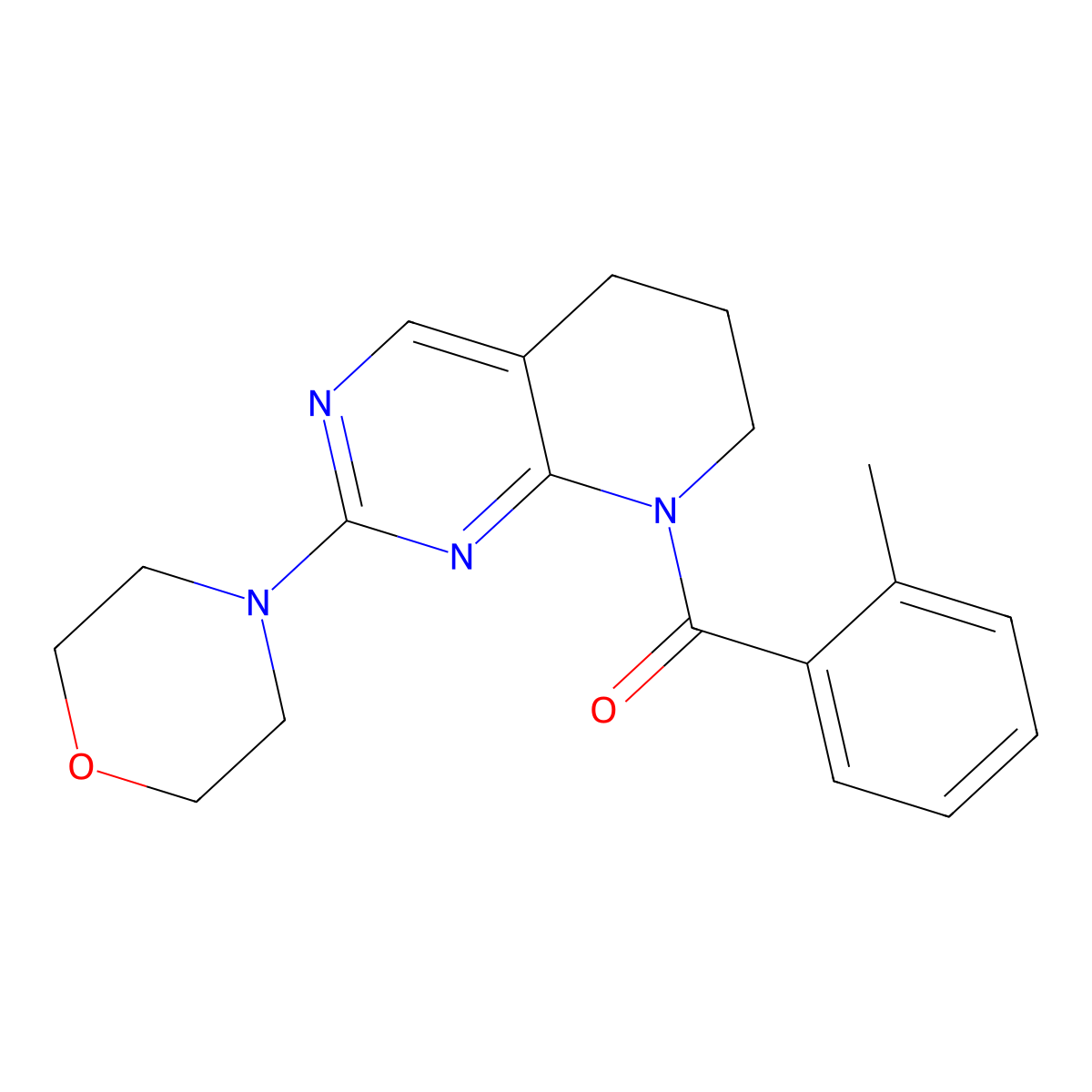 4-[8-(2-methylbenzoyl)-5H,6H,7H,8H-pyrido[2,3-d]pyrimidin-2-yl]morpholine molecular structure, CAS 2176201-30-0