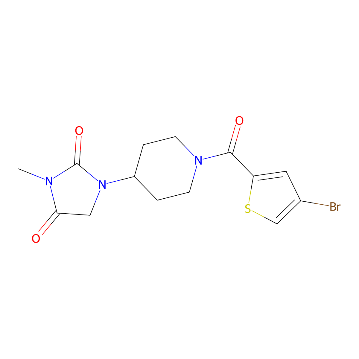 1-[1-(4-Bromothiophene-2-carbonyl)piperidin-4-yl]-3-methylimidazolidine-2,4-dione molecular structure, CAS 2176201-31-1