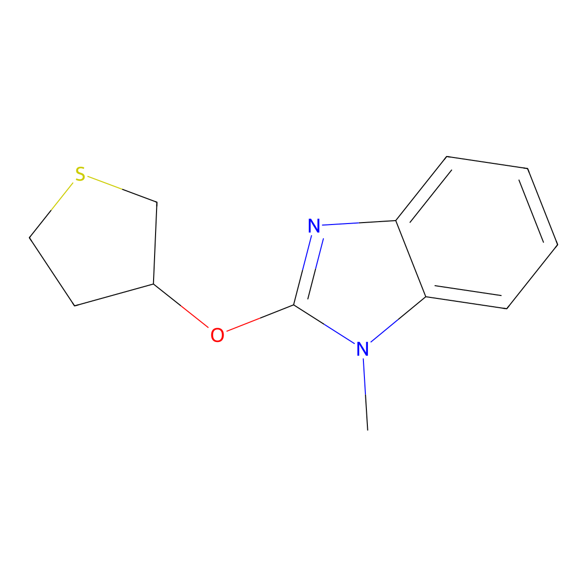 1-methyl-2-(thiolan-3-yloxy)-1H-1,3-benzodiazole molecular structure, CAS 2176201-38-8
