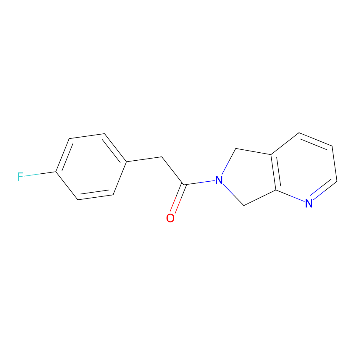 2-(4-fluorophenyl)-1-(5H-pyrrolo[3,4-b]pyridin-6(7H)-yl)ethanone molecular structure, CAS 2176201-42-4