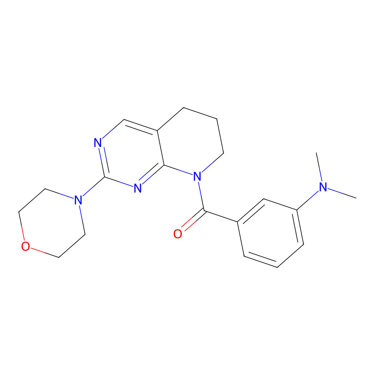 N,N-dimethyl-3-[2-(morpholin-4-yl)-5H,6H,7H,8H-pyrido[2,3-d]pyrimidine-8-carbonyl]aniline molecular structure, CAS 2176201-51-5