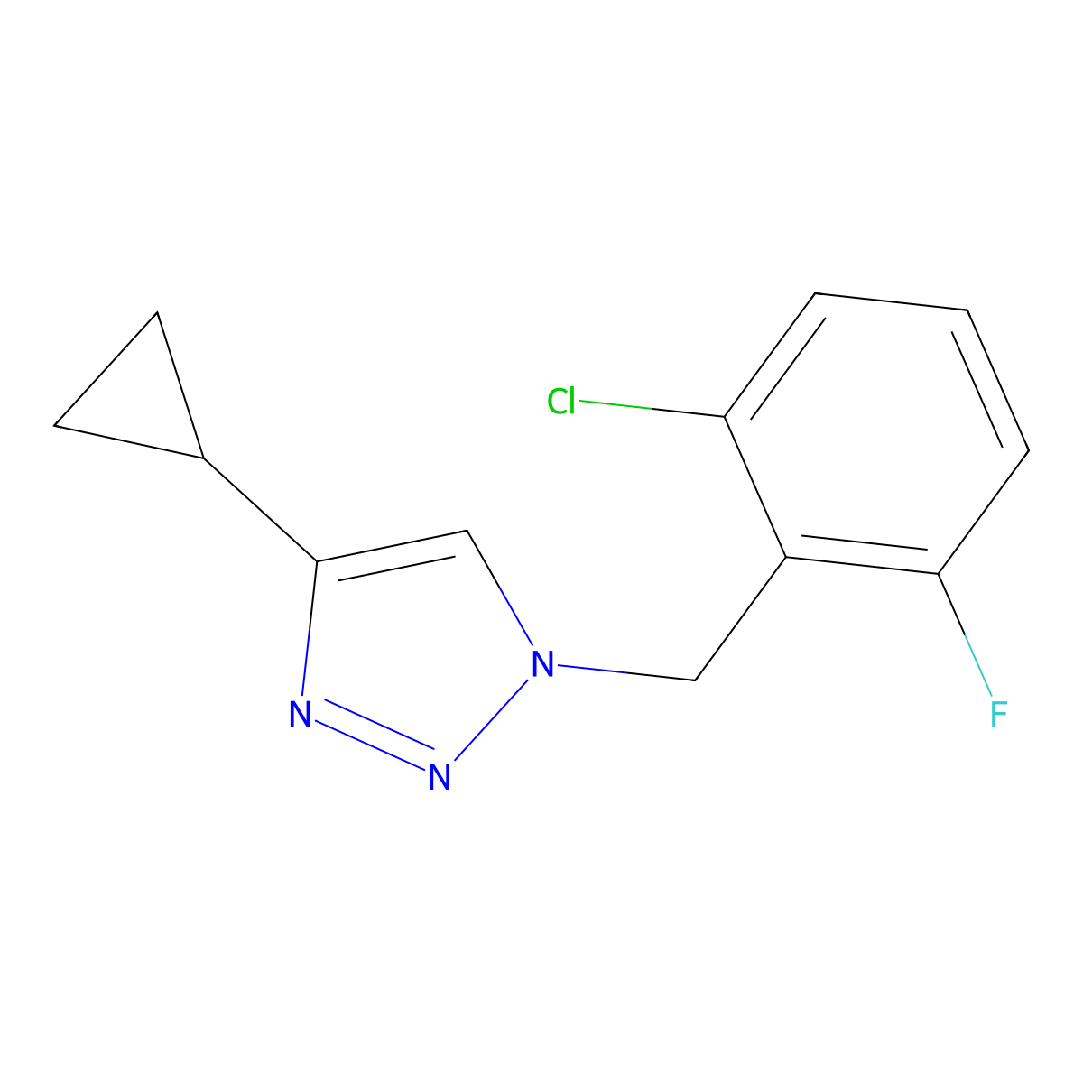 1-(2-chloro-6-fluorobenzyl)-4-cyclopropyl-1H-1,2,3-triazole molecular structure, CAS 2176201-56-0
