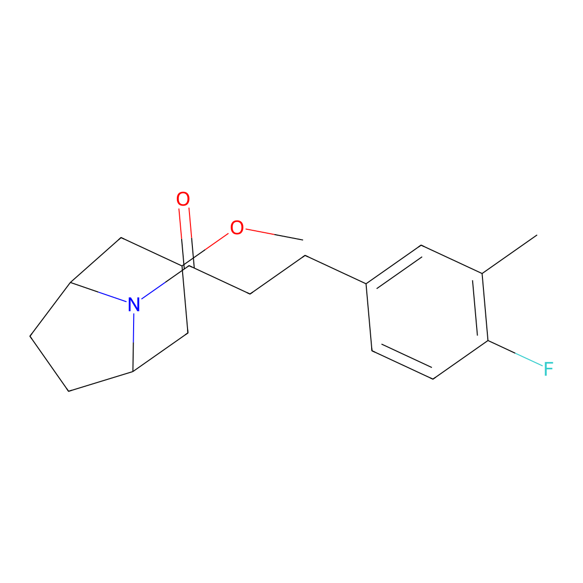 3-(4-fluoro-3-methylphenyl)-1-((1R,5S)-3-methoxy-8-azabicyclo[3.2.1]octan-8-yl)propan-1-one molecular structure, CAS 2176201-58-2