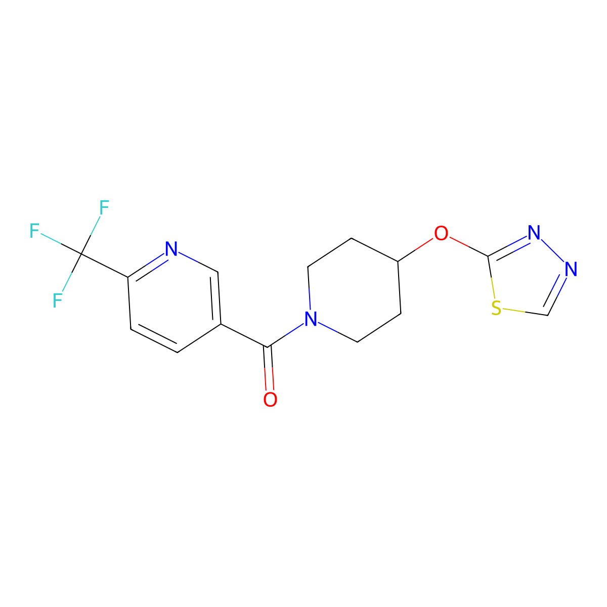 5-[4-(1,3,4-Thiadiazol-2-yloxy)piperidine-1-carbonyl]-2-(trifluoromethyl)pyridine molecular structure, CAS 2176201-67-3